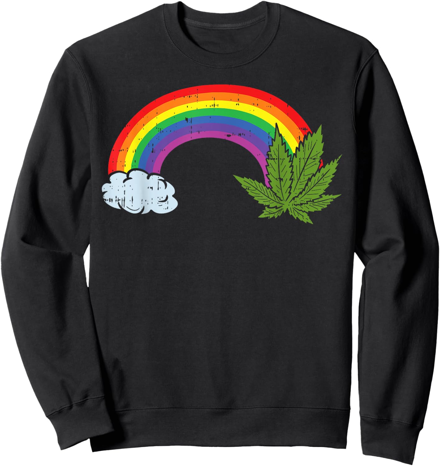 Rainbow Weed Cannabis Marijuana 420 Pot Smoker Stoner Gift Sweatshirt - Sweatshirt | Black