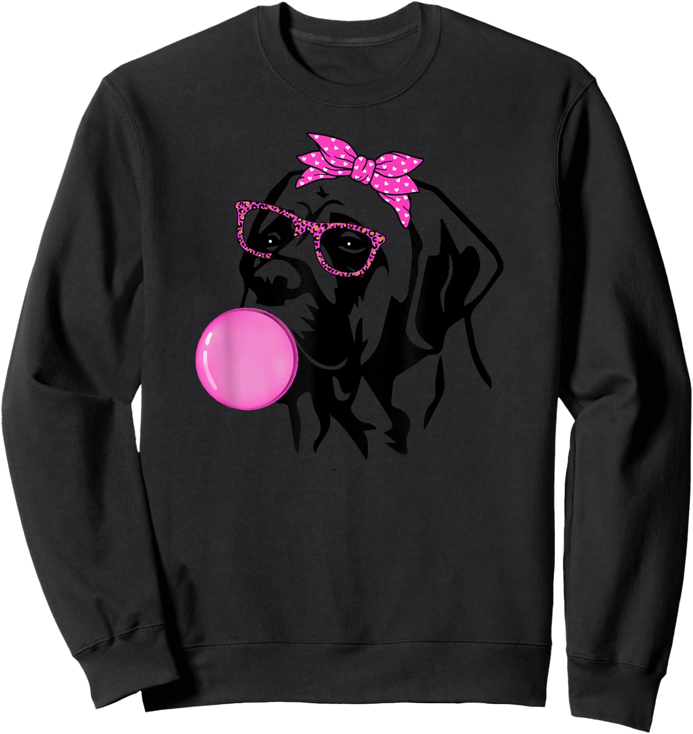English Mastiff dog with bubble gum bandana glasses Sweatshirt - Sweatshirt | Black