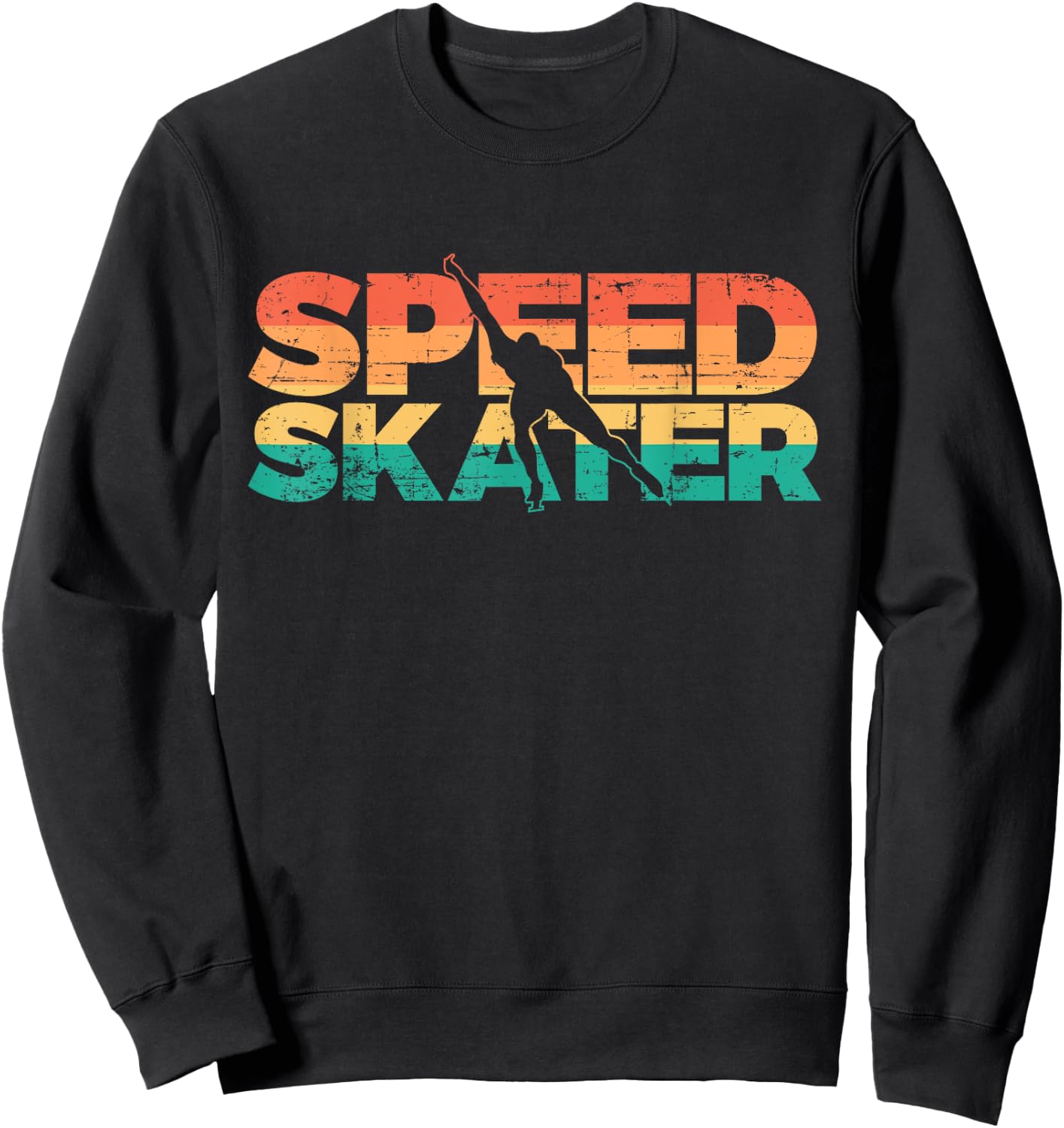 Retro Speed Skater Ice Skating Sweatshirt - Sweatshirt | Black