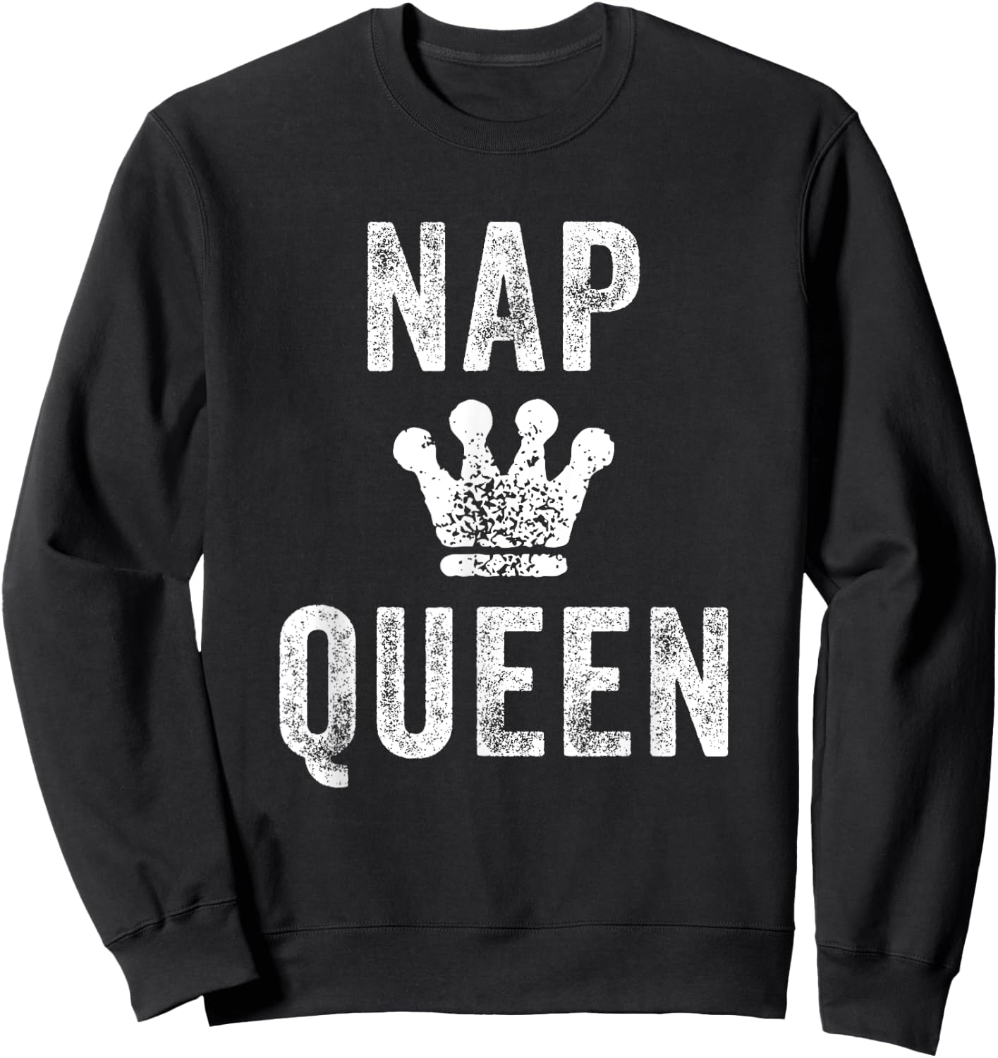 Nap Queen Crown Funny Sleeping Power Napping Girl Champion Sweatshirt - Sweatshirt | Black