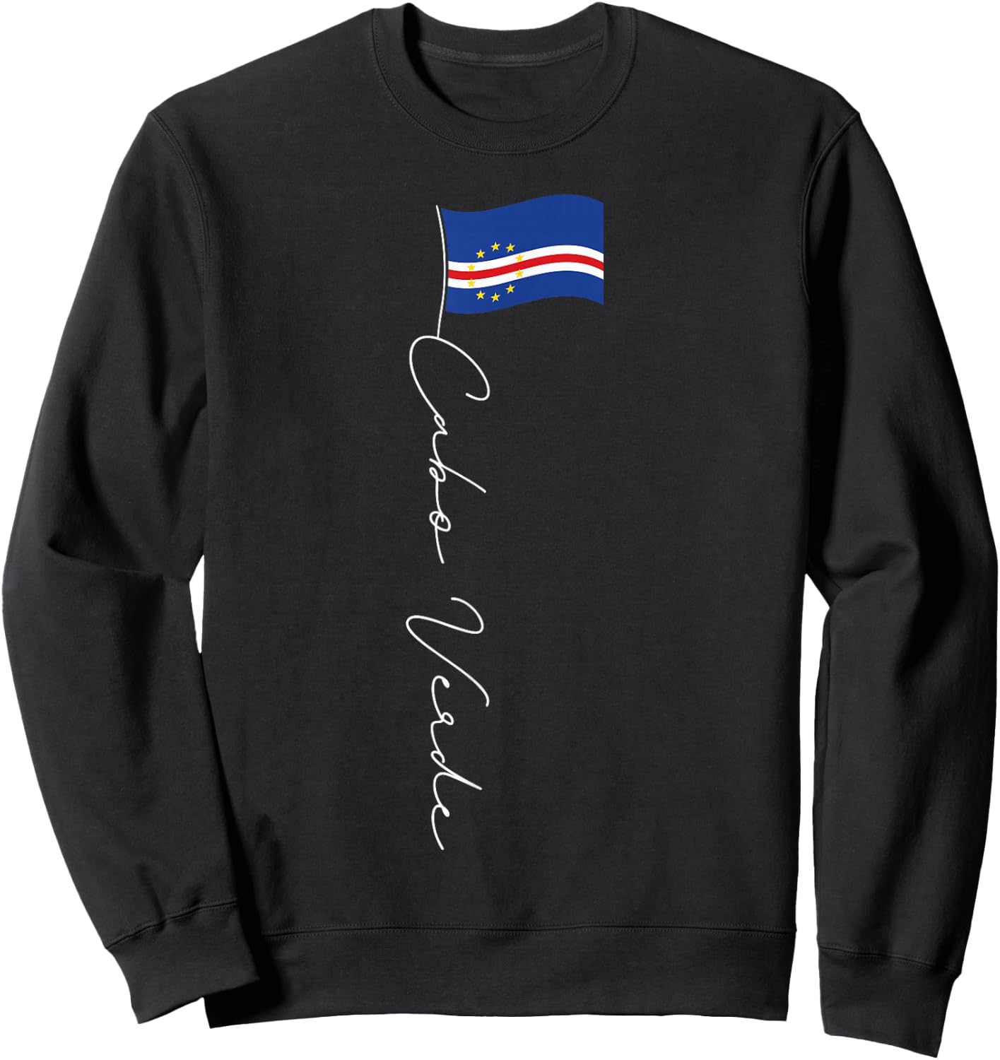Family Heritage Gifts Cabo Verde Signature Flag Pole Patriotic Cape Verdean Flag Sweatshirt - Sweatshirt | Black