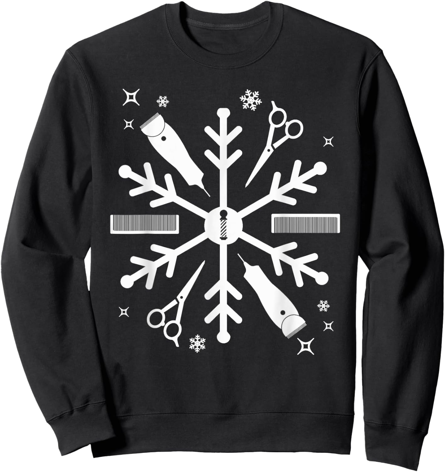 Funny Barber Shirt Christmas Snowflake Hair Stylist Sweatshirt - Sweatshirt | Black