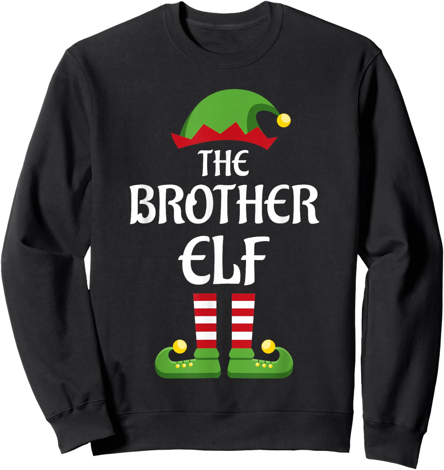 Brother Elf Family Matching Group Christmas Sweatshirt - Sweatshirt | Black