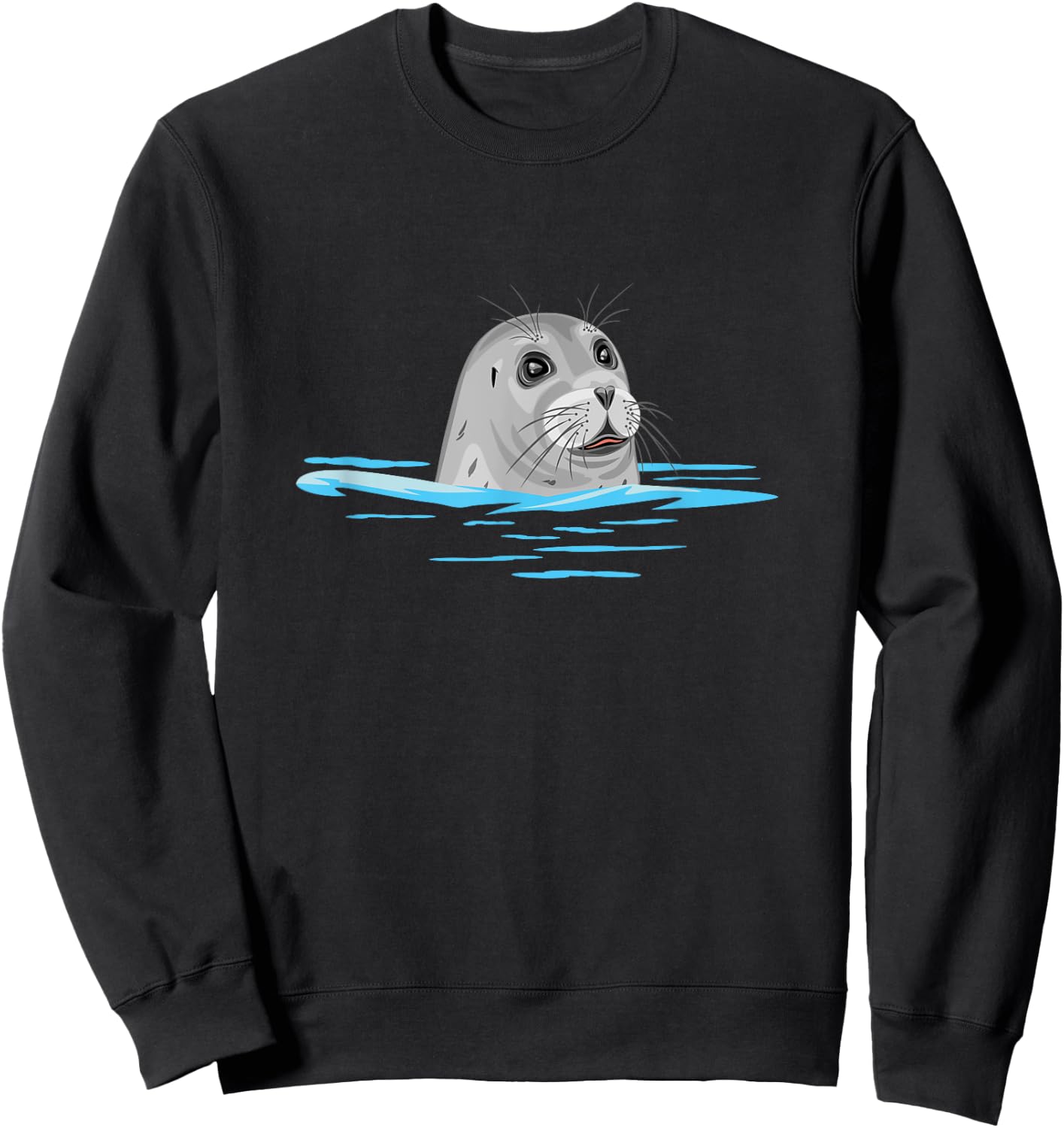 Cute floating seal. Seal in the sea Sweatshirt - Sweatshirt | Black