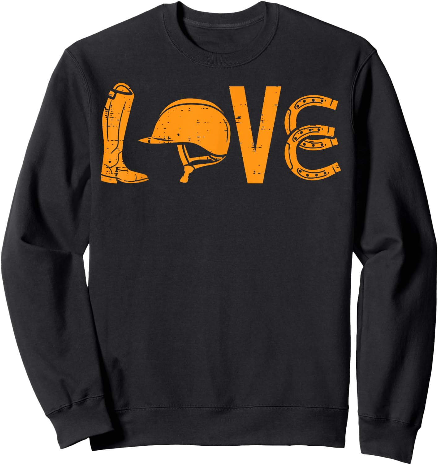 Boots Helmet Horseshoe Love Riding Horse Lover Equestrian Sweatshirt - Sweatshirt | Black