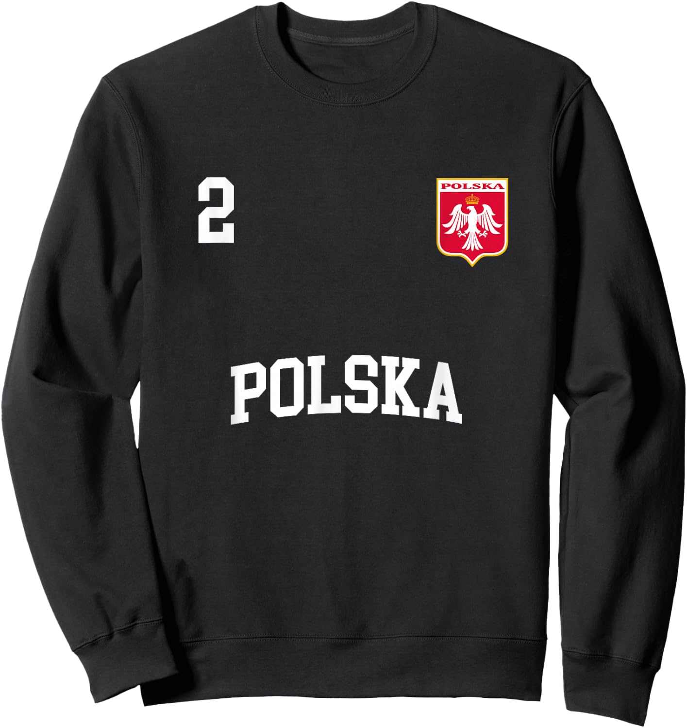 Poland Team Sports Number 2 Soccer Polish Flag Sweatshirt - Sweatshirt | Black