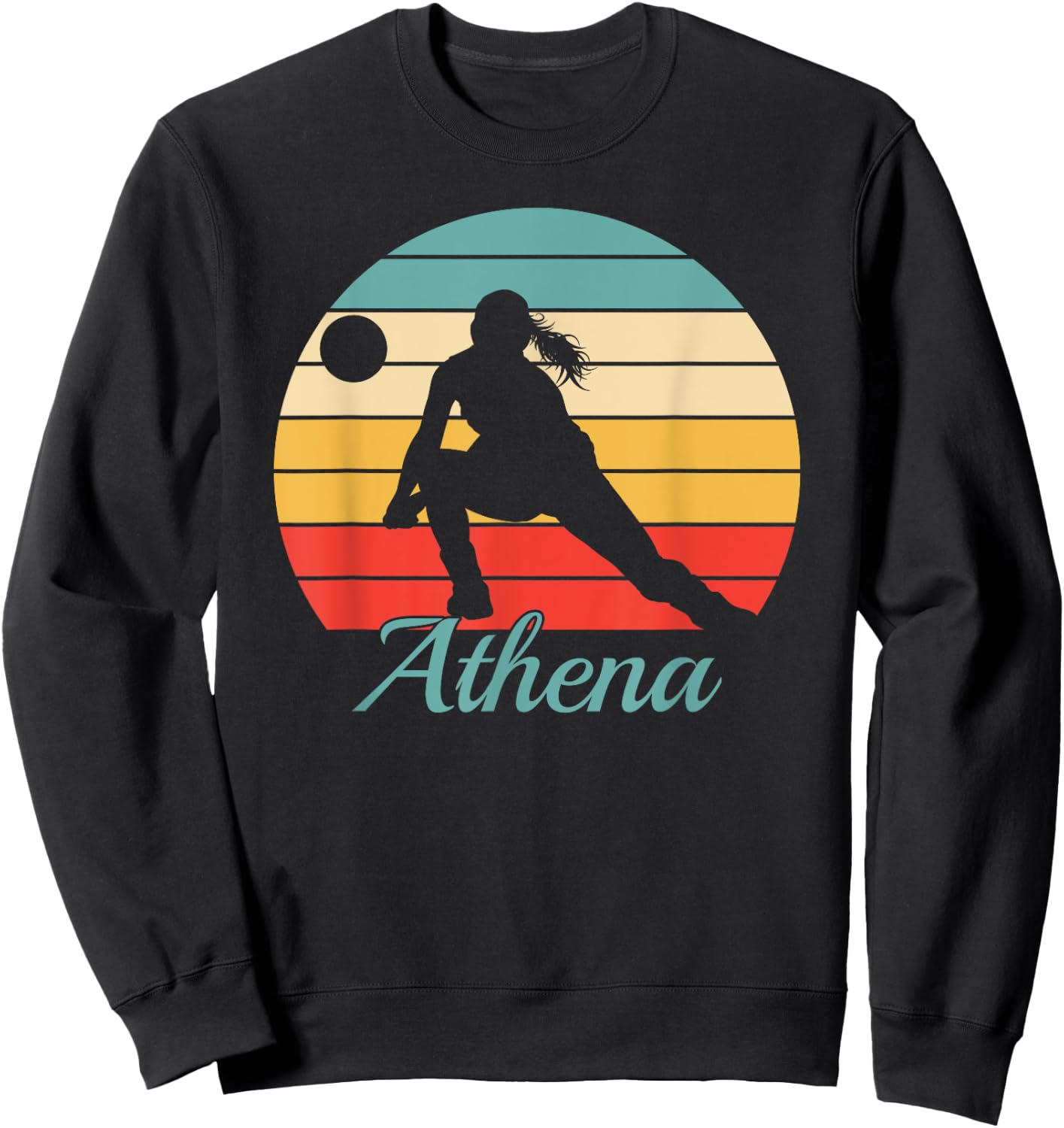 Athena Name Gift Personalized Volleyball Sweatshirt - Sweatshirt | Black