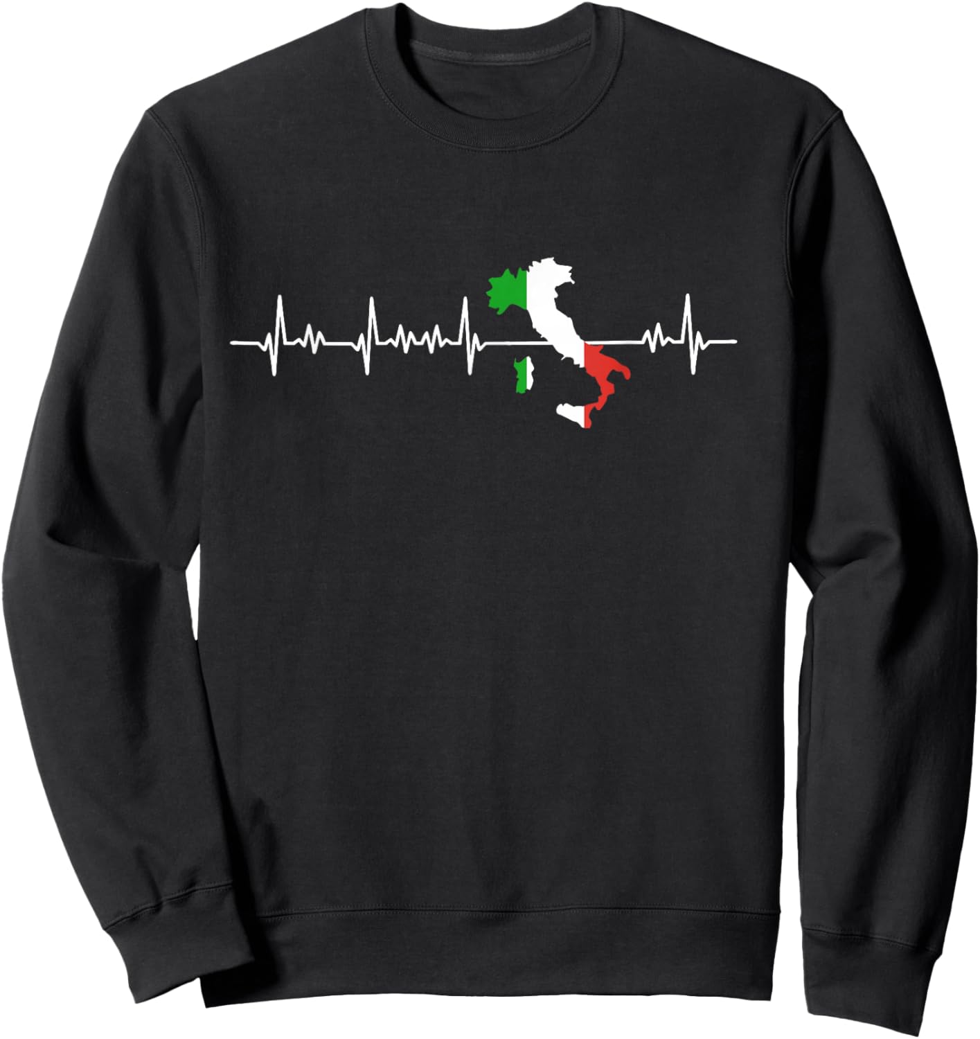 Heartbeat Italy Italian Flag Sweatshirt - Sweatshirt | Black