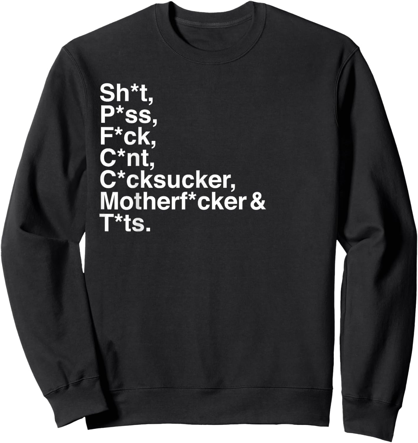 Profanity, Seven Obscene Words, Ironic Censored Helvetica Sweatshirt - Sweatshirt | Black