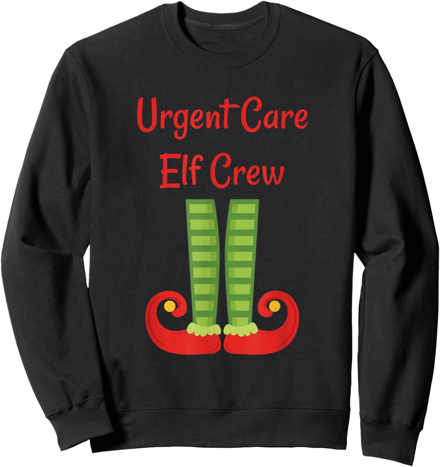 Urgent Care Elf Crew Christmas Sweatshirt - Sweatshirt | Black
