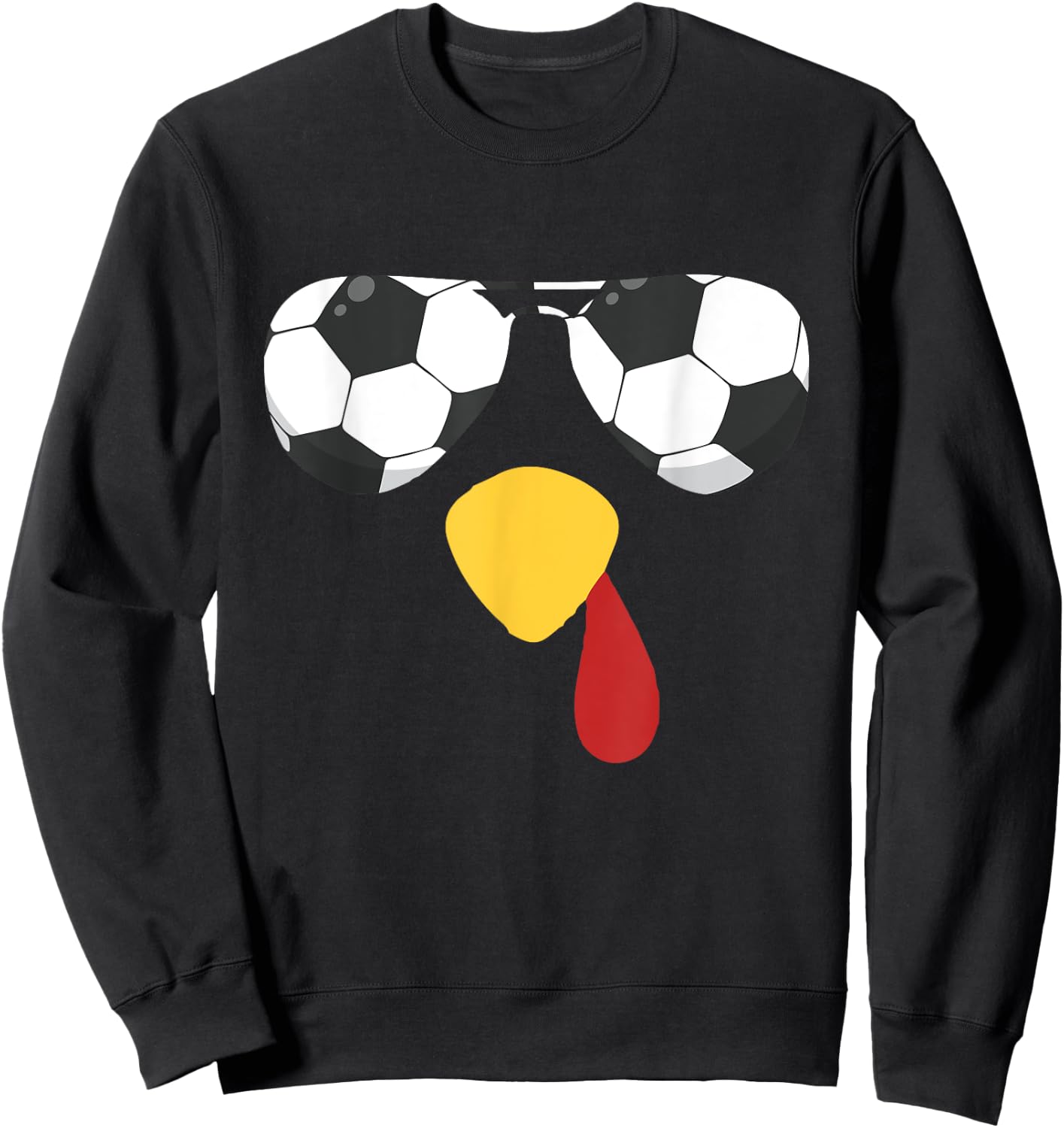 Cool Turkey Face With Soccer Sunglasses Thanksgiving Sweatshirt - Sweatshirt | Black