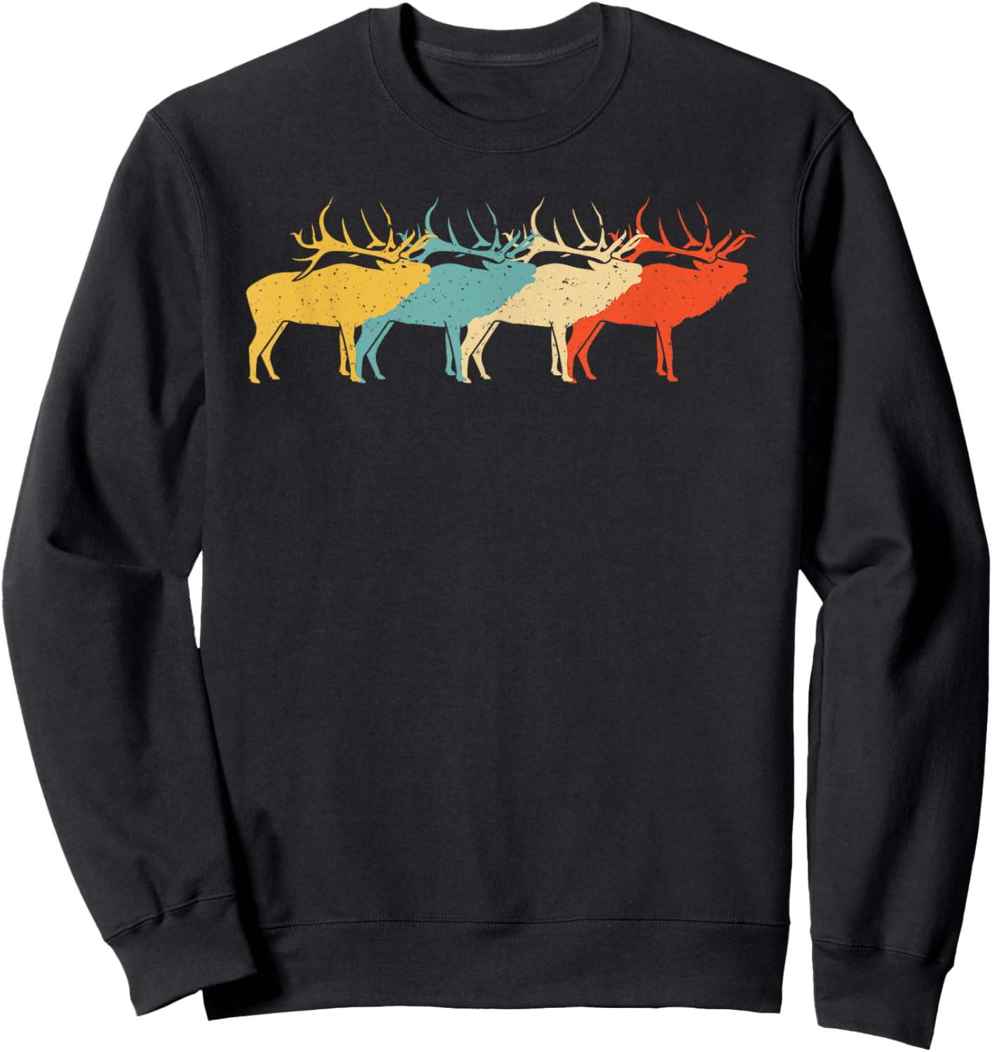Caribou Vintage Retro Stag Doe Deer Lover 60s 70s Gift Sweatshirt - Sweatshirt | Black