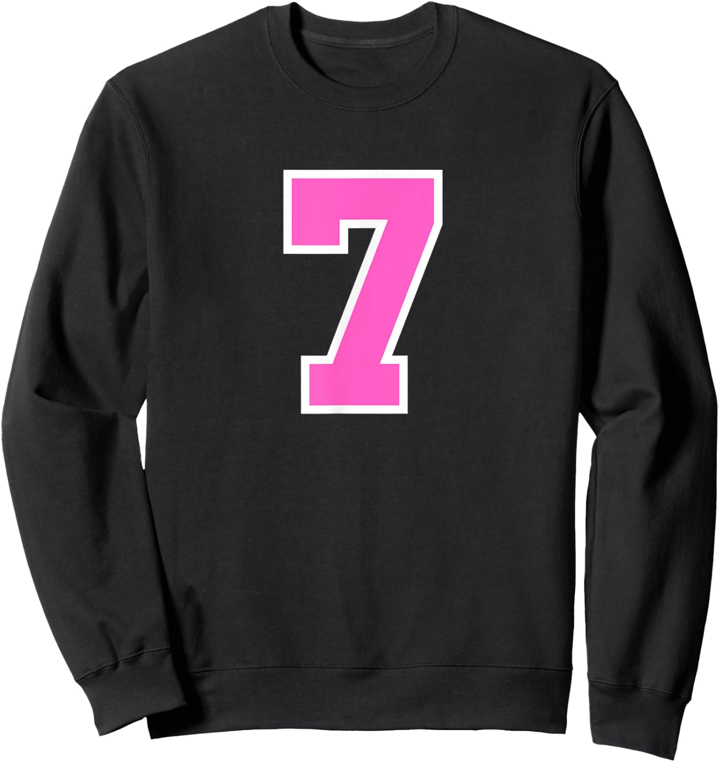 Pink Sports Team Number #7 Sweatshirt - Sweatshirt | Black