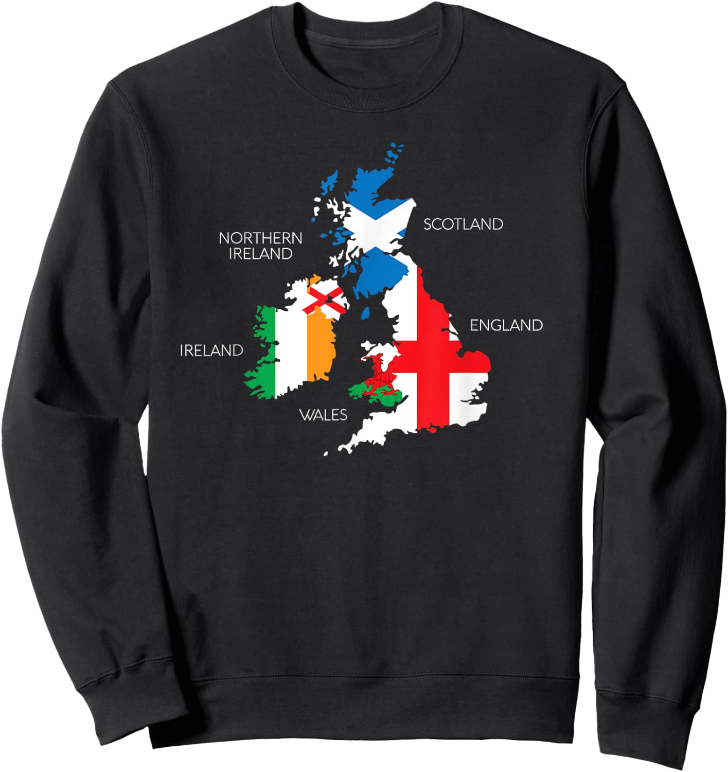 British Isles Sea Ireland Scotland Wales England Map Coins Sweatshirt - Sweatshirt | Black
