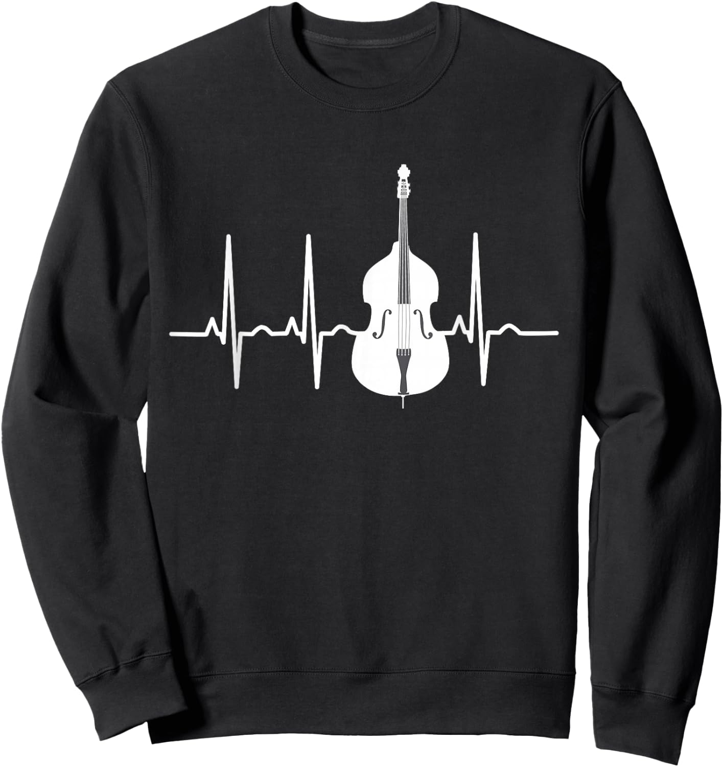 Double Bass Player ECG Heartbeat Bassist Musicians Instrument Sweatshirt - Sweatshirt | Black