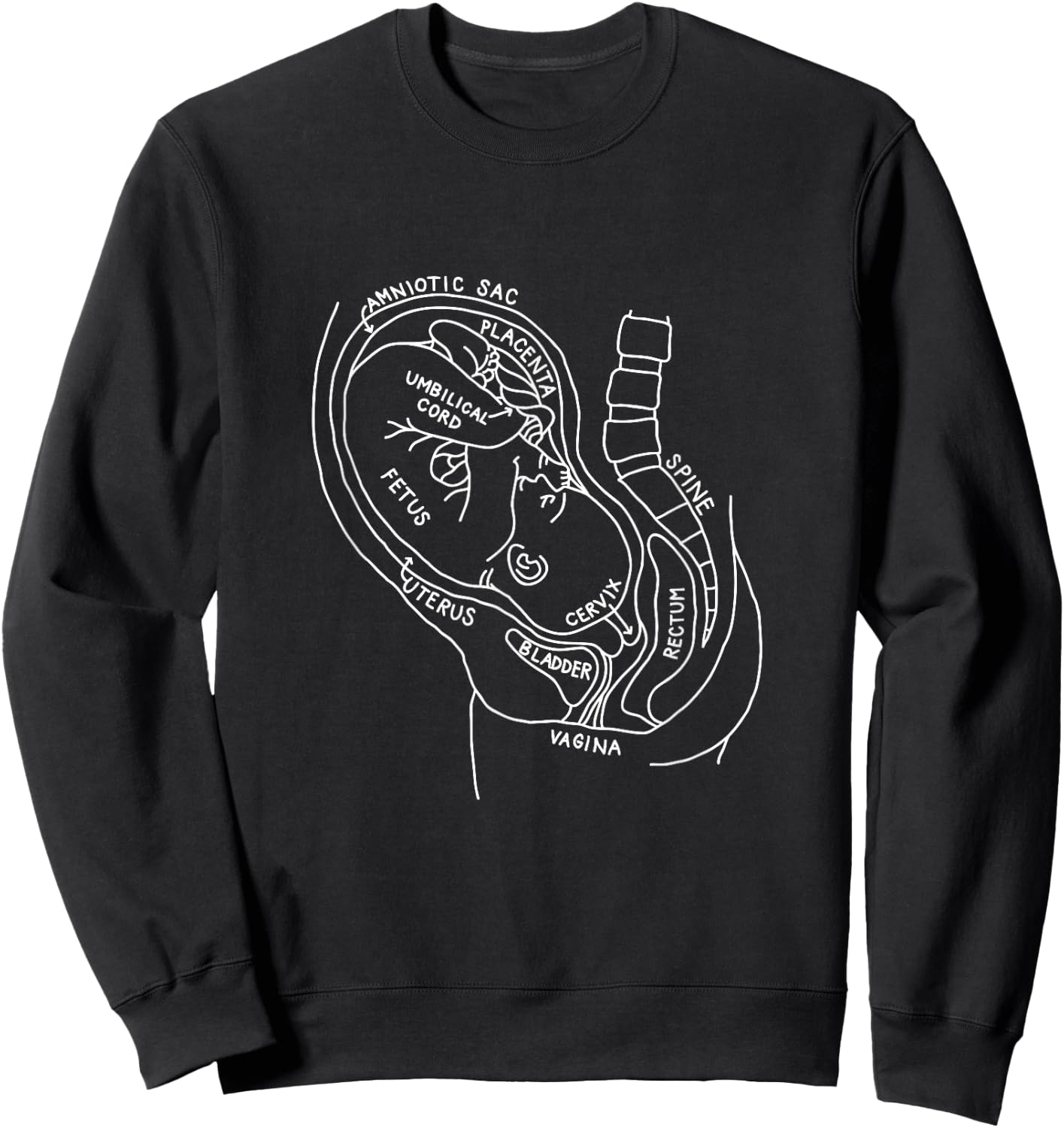 Pregnancy Anatomy Doula Midwife Mom Obstetrician OB GYN Sweatshirt - Sweatshirt | Black