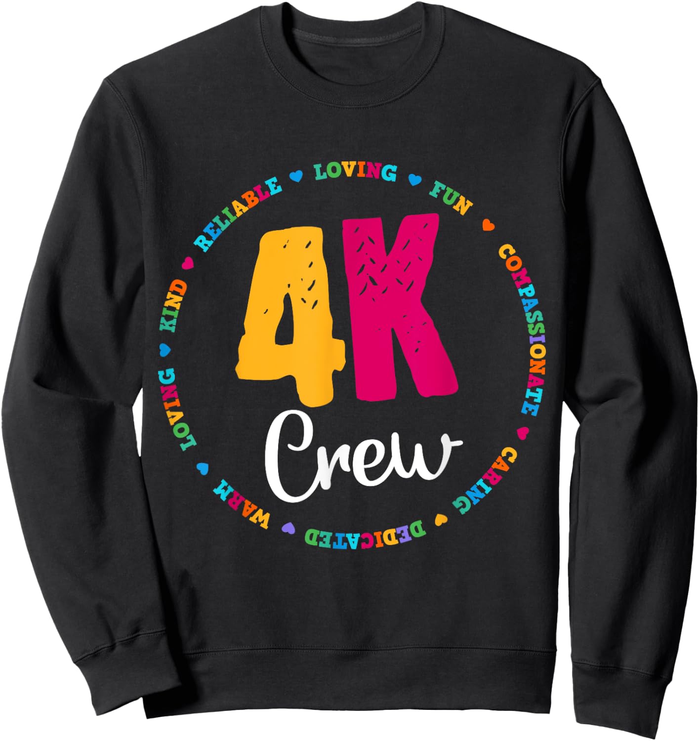 4K Crew Squad Team Teacher Kindergarten Kinder Elementary Sweatshirt - Sweatshirt | Black