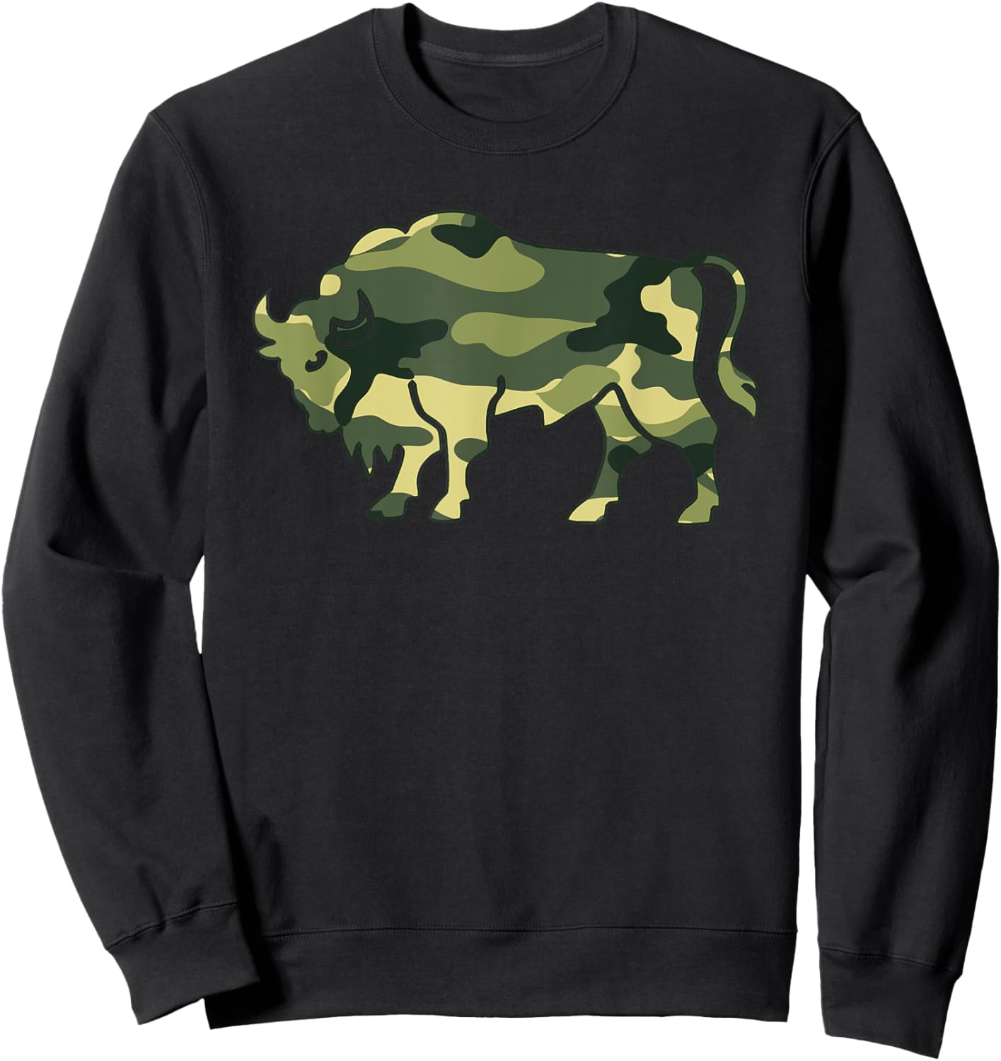Military Gaur Camo Men Print US Indian bison Ox Veteran Gift Sweatshirt - Sweatshirt | Black