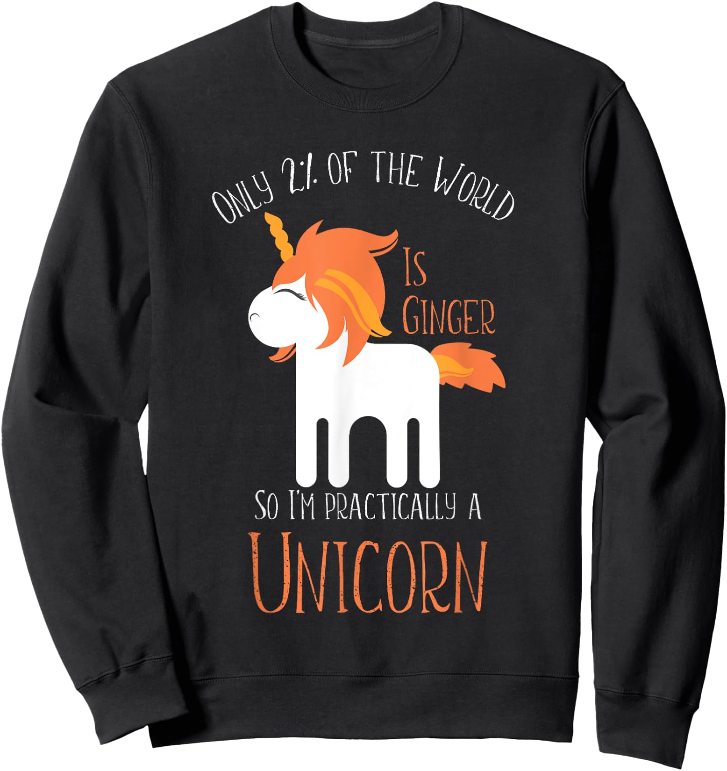 Funny Redheads and Kids Ginger Unicorn Sweatshirt - Sweatshirt | Black