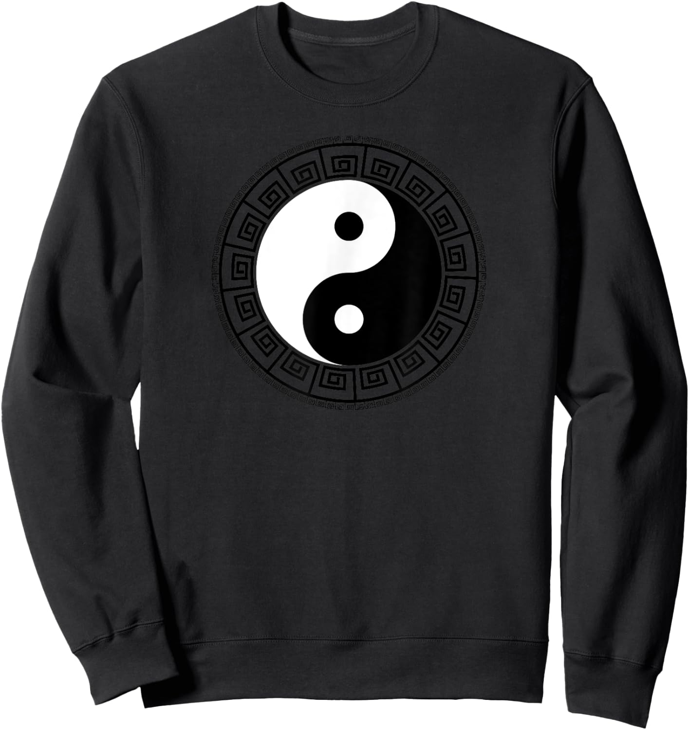 Greek Key Ying Yang Feng Shui Yin Yang Sweatshirt - Sweatshirt | Black