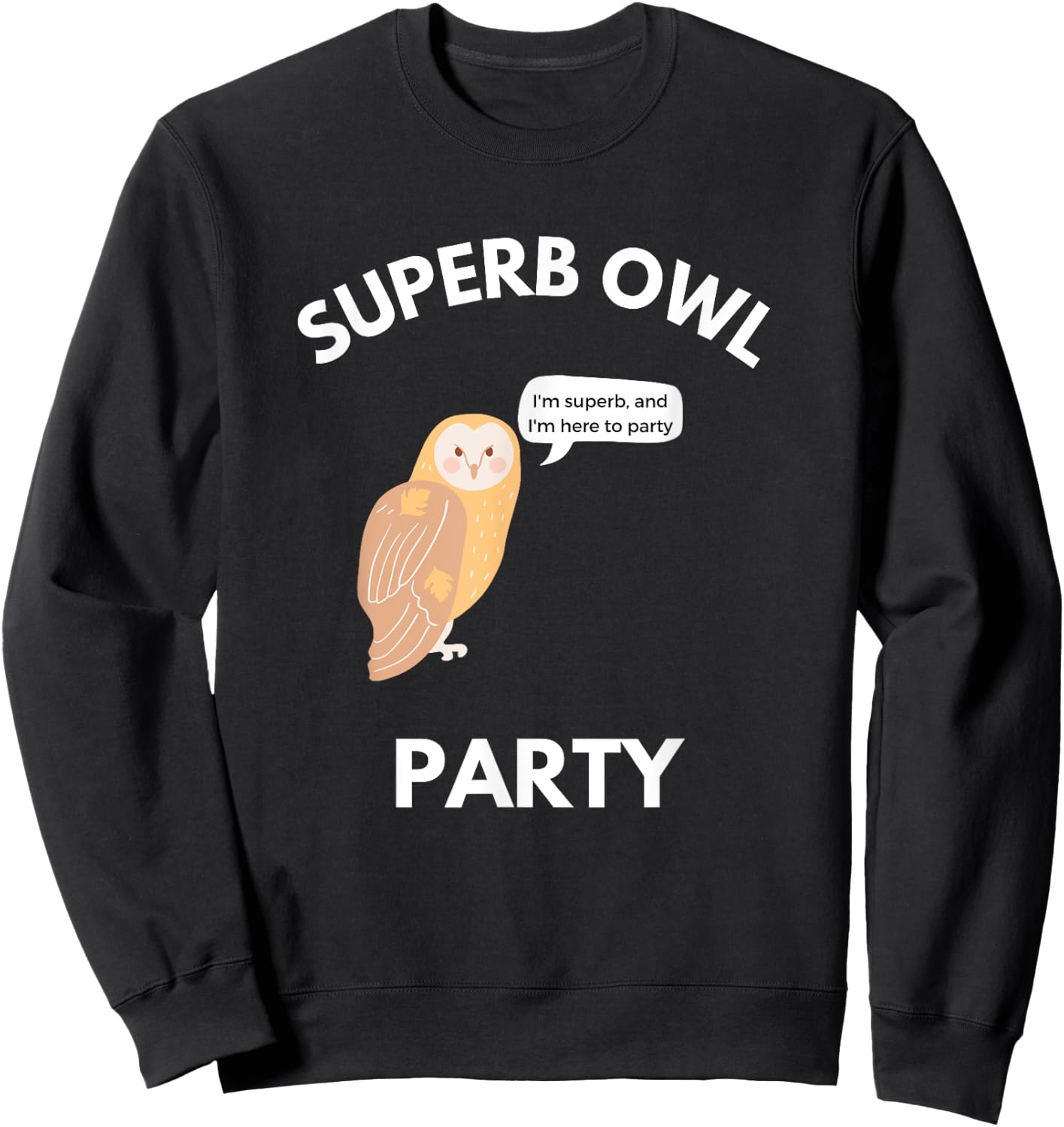 Superb Owl Party Funny Owl Lovers Pun Lovers Sweatshirt - Sweatshirt | Black