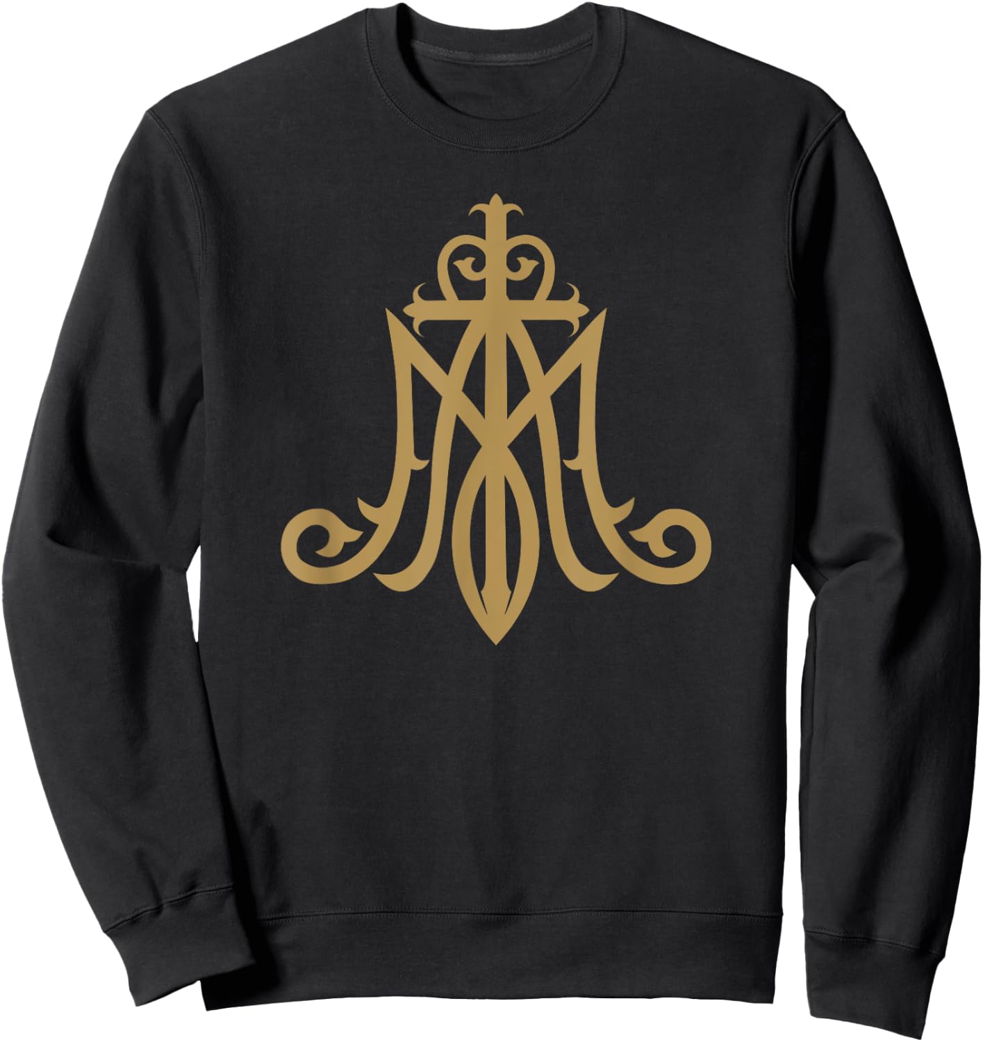 Virgin Mary Insignia Ave Maria Monogram Catholic Sweatshirt - Sweatshirt | Black