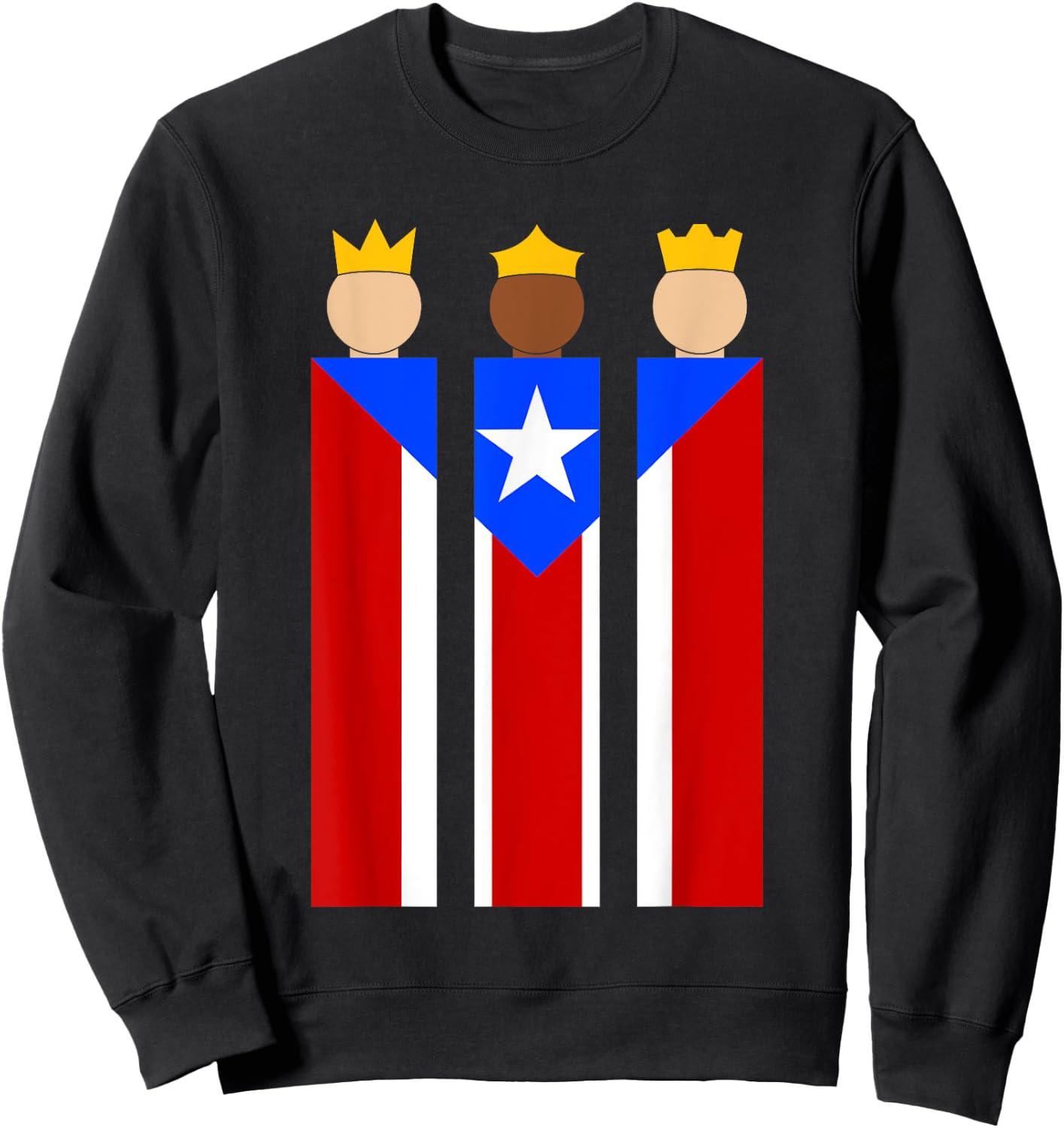 Puerto Rican Three Kings Flag Reyes Magos de Puerto Rico Sweatshirt - Sweatshirt | Black