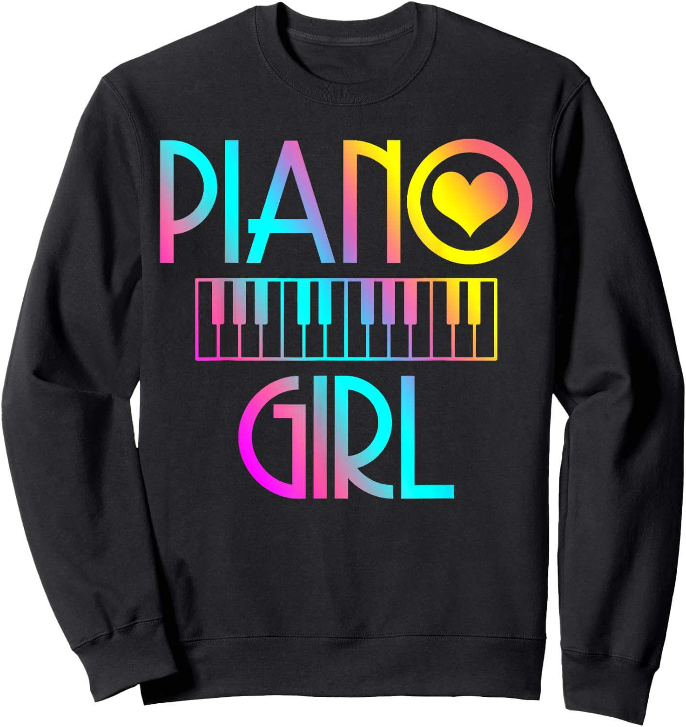 Piano Girl Musical Pianist Keyboard Cute Sweatshirt - Sweatshirt | Black