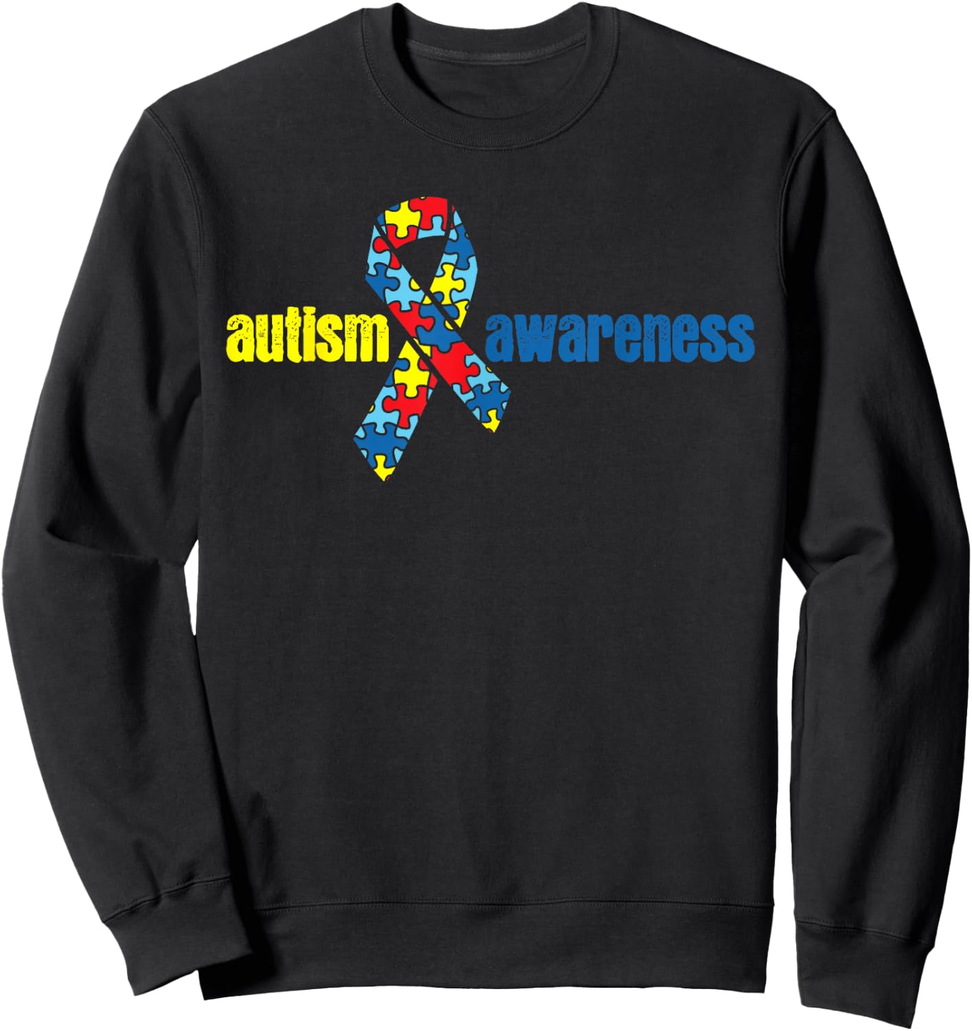 Autism Autism Awareness Ribbon Piece Gift Sweatshirt - Sweatshirt | Black