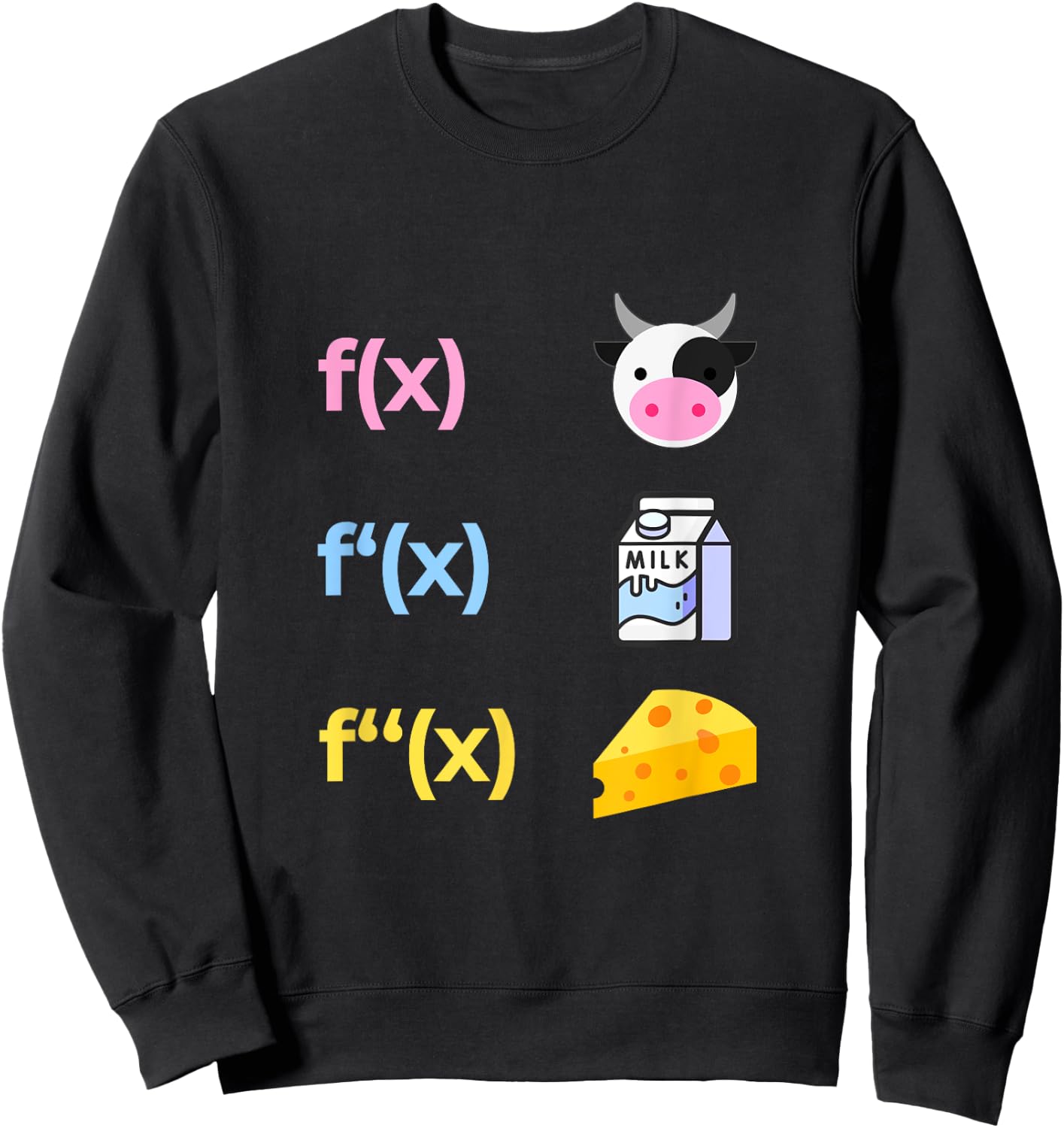 Mathematician Cow Milk Cheese Derivative Funny Joke Math Sweatshirt - Sweatshirt | Black