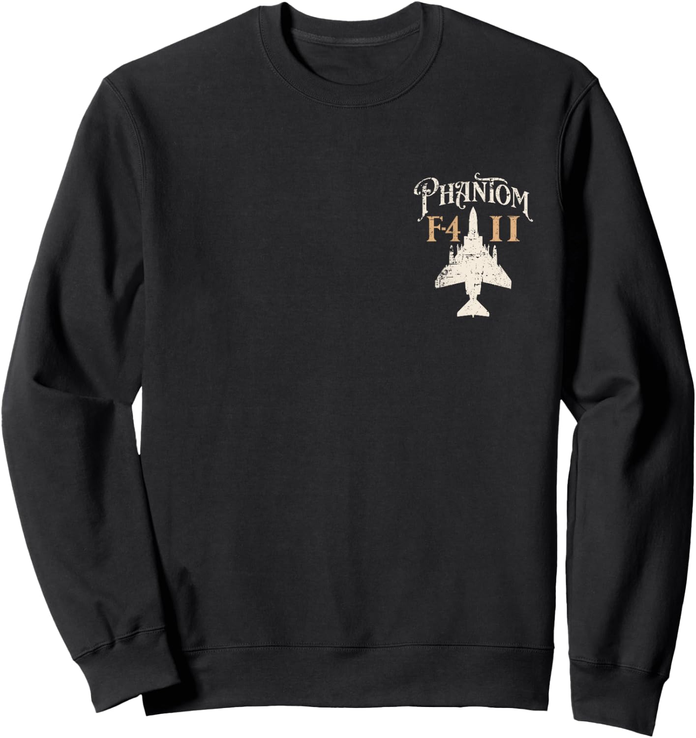 F-4 Phantom II Military Fighter Jet Distressed Design Sweatshirt - Sweatshirt | Black