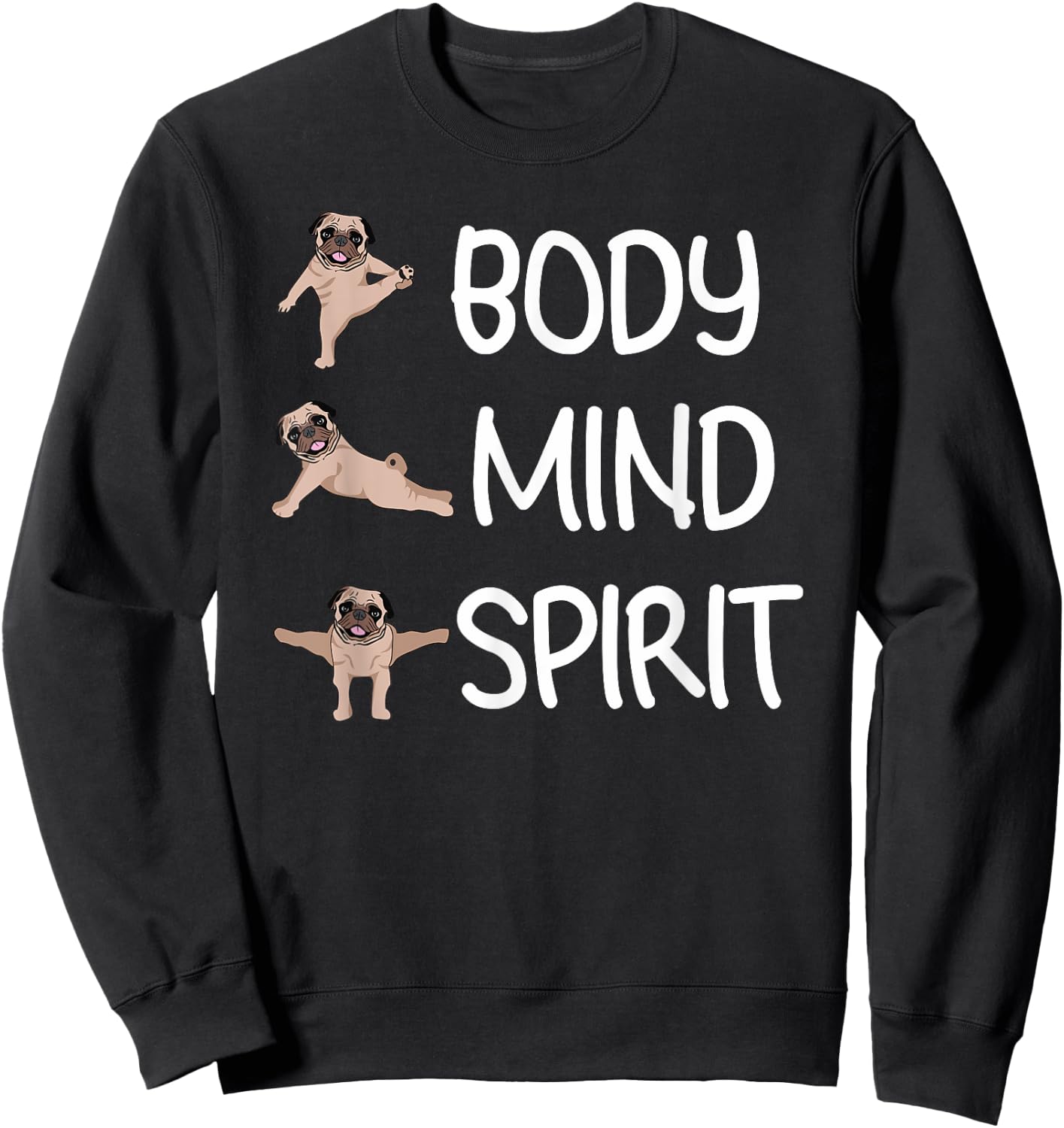 Funny Yoga Pug Men Kids, Funny Dog Lovers Sweatshirt - Sweatshirt | Black