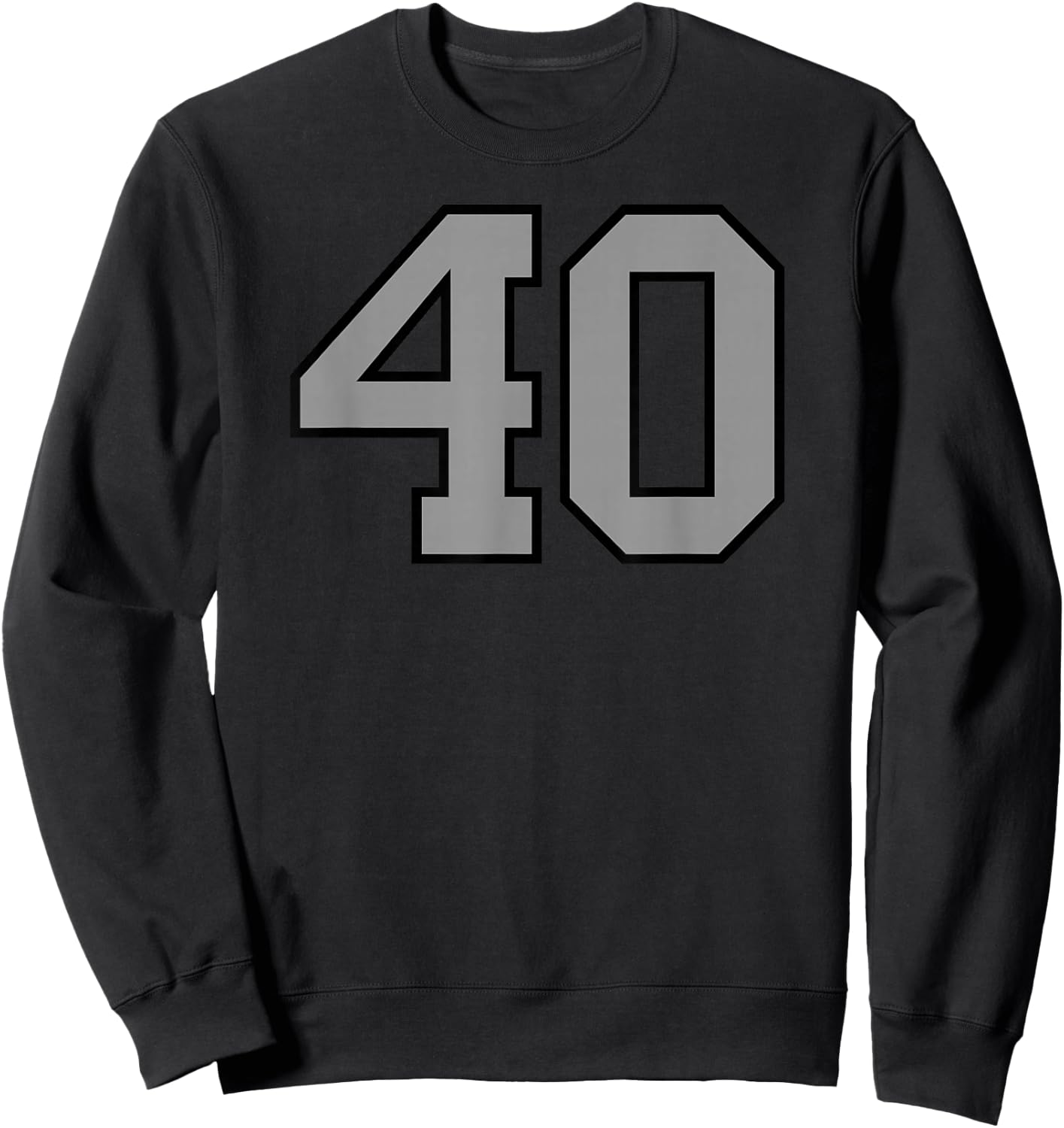 Black Silver Sports Team Number 40 Sweatshirt - Sweatshirt | Black