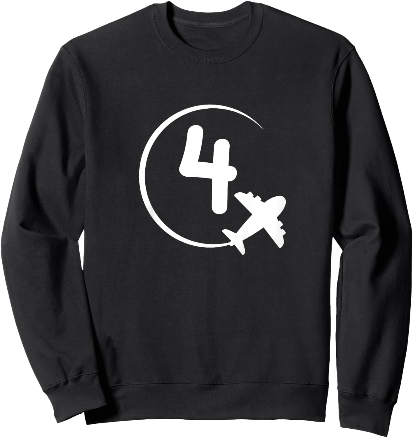 Kids Four 4 year old birthday Airplane shirt. Boy 4th birthday Sweatshirt - Sweatshirt | Black