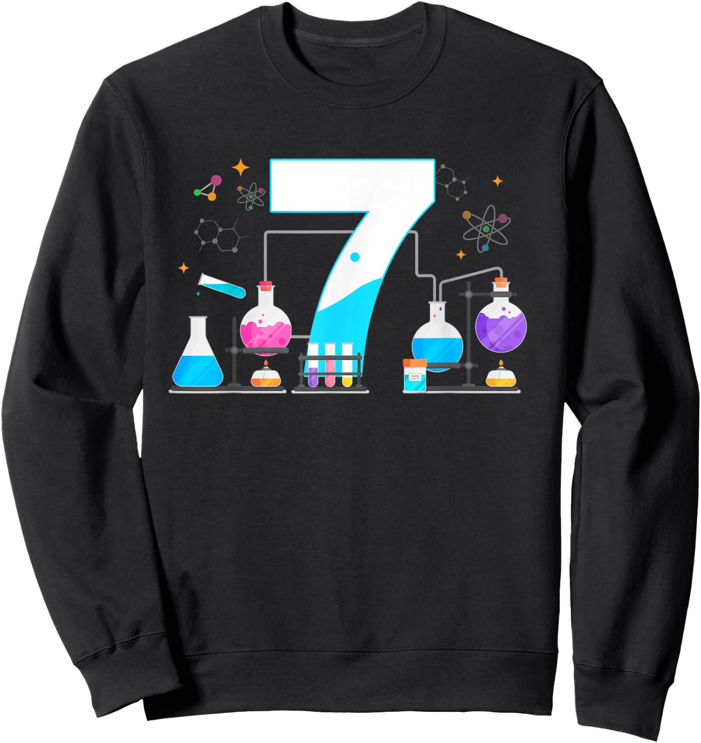 7 Year Old Kids Scientist 7th Birthday Kids Science Sweatshirt - Sweatshirt | Black