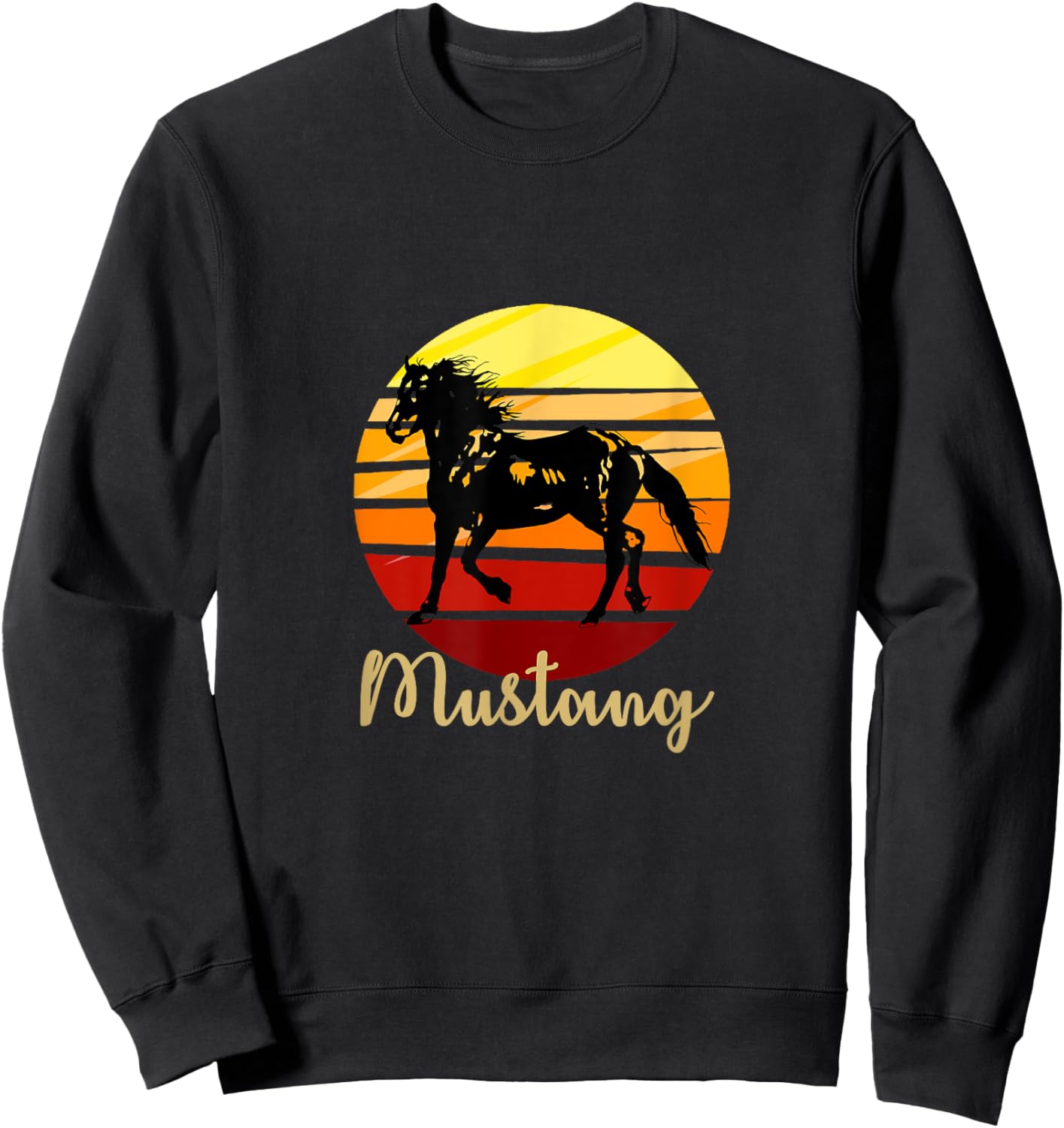 Mustang horse breed running in sunset Pony Trail Rodeo Shirt Sweatshirt - Sweatshirt | Black