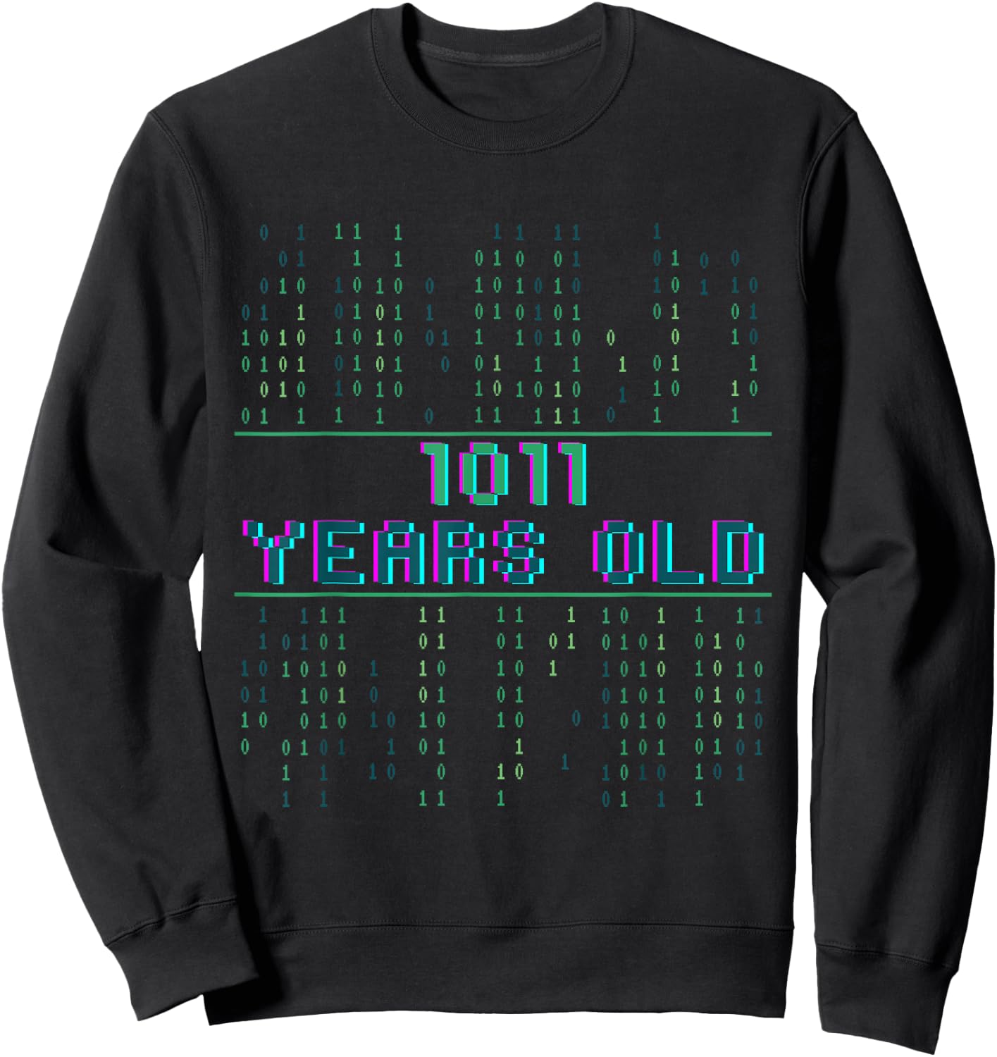 11th birthday 11 years old Binary code coder Computer scienc Sweatshirt - Sweatshirt | Black