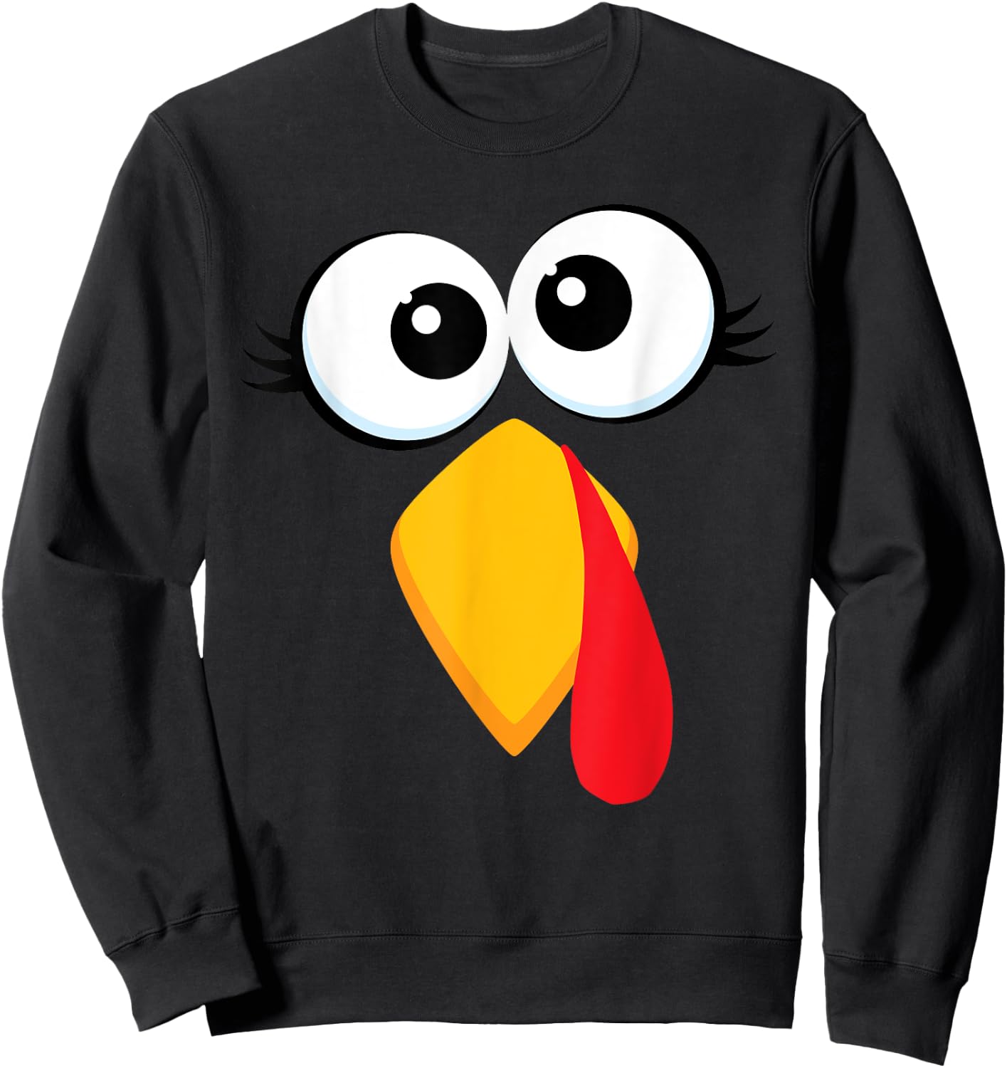 Funny Turkey Face Thanksgiving Cute Boys Girls Chicken Face Sweatshirt - Sweatshirt | Black