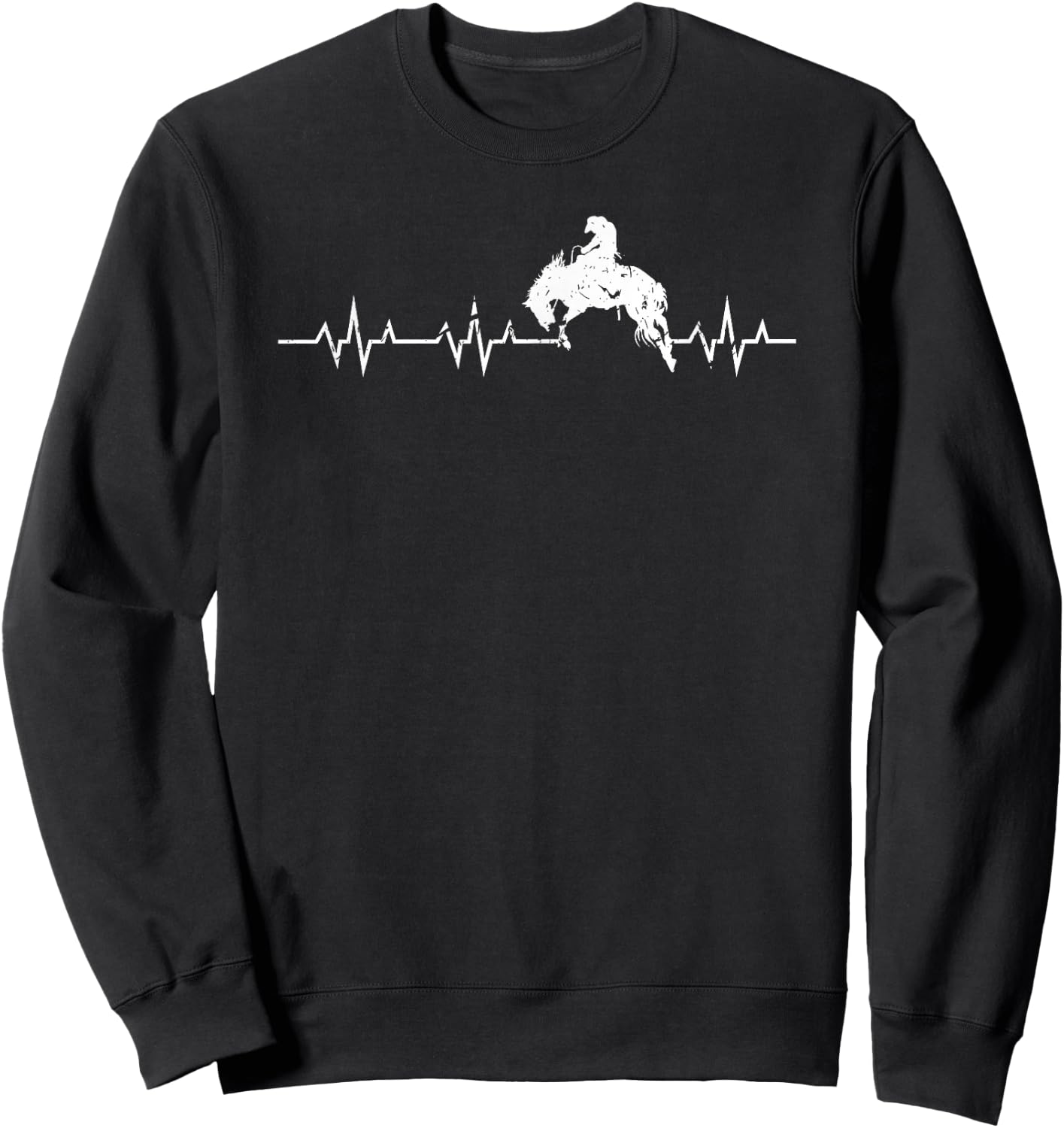 Rodeo Heartbeat, Bronc Riding Bucking Horse Western Cowboy Sweatshirt - Sweatshirt | Black