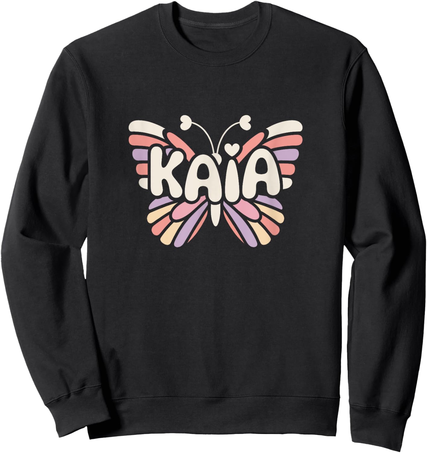 Kaia Butterfly - Personalized Cute Name Word Art Sweatshirt - Sweatshirt | Black