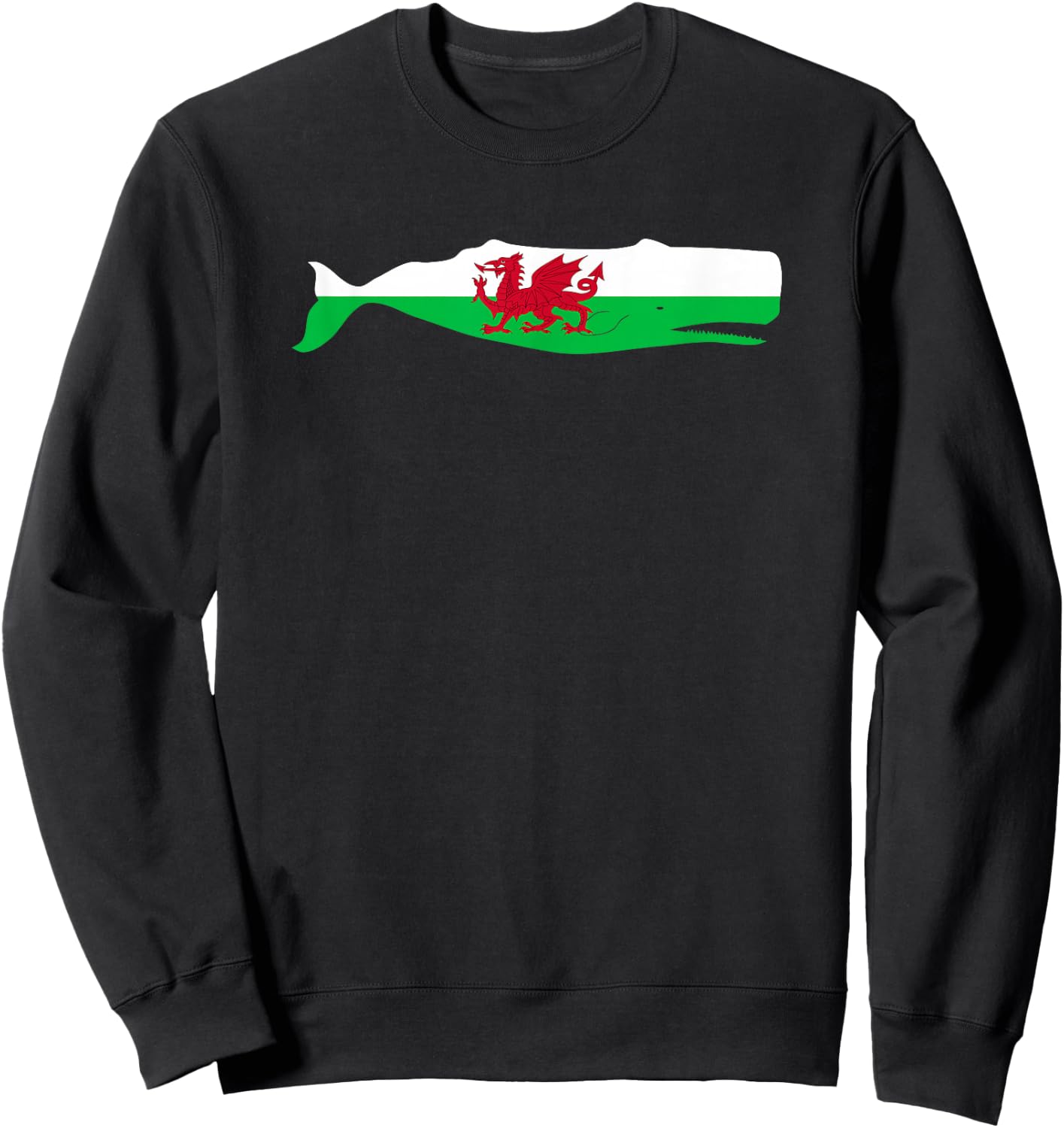 Funny Whale Wales Flag Pun for Welsh American Whales Lover Sweatshirt - Sweatshirt | Black