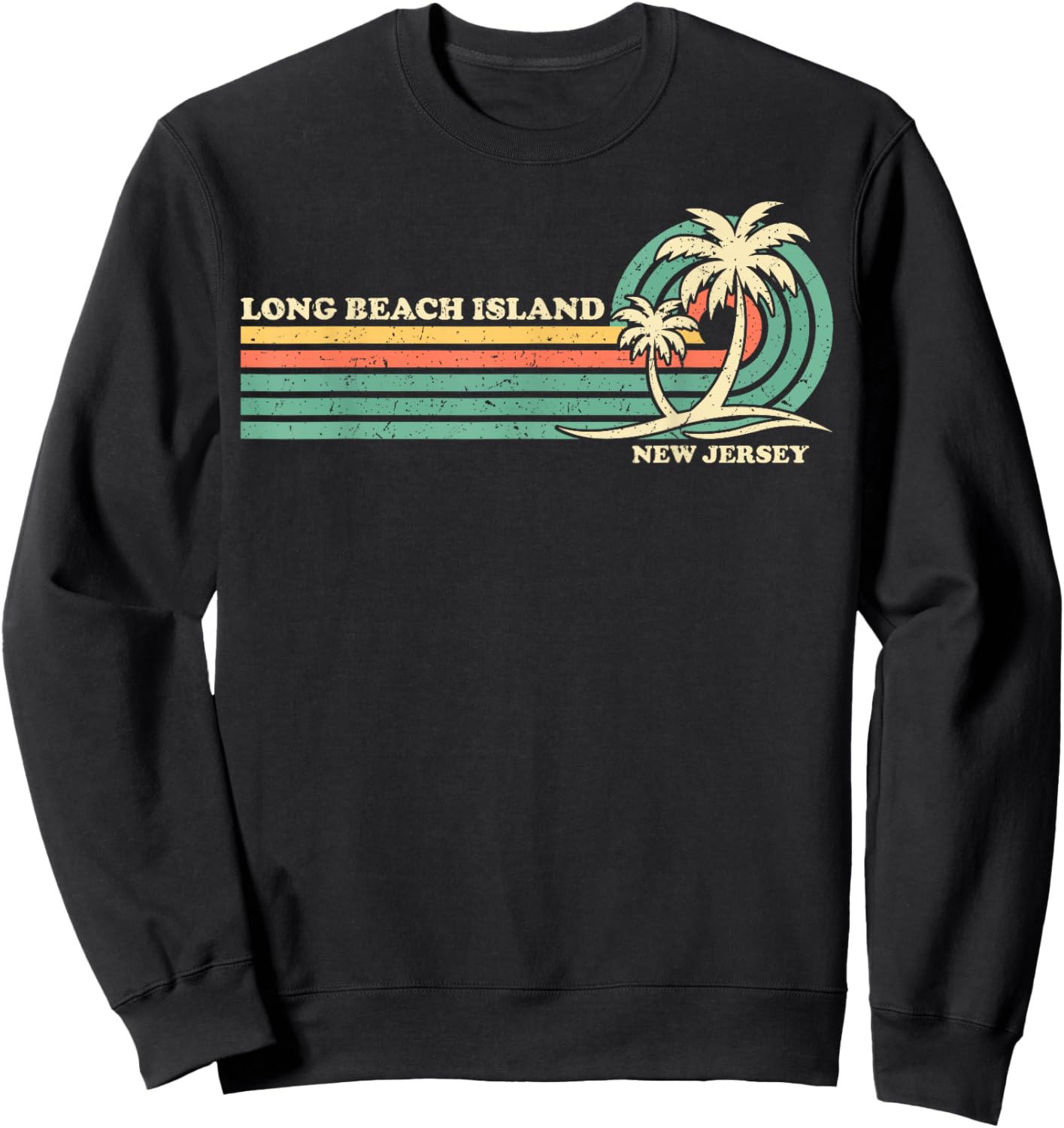 Vintage Retro Summer Vacation New Jersey Long Beach Island Men Women Girls Kids Sweatshirt - Sweatshirt | Black