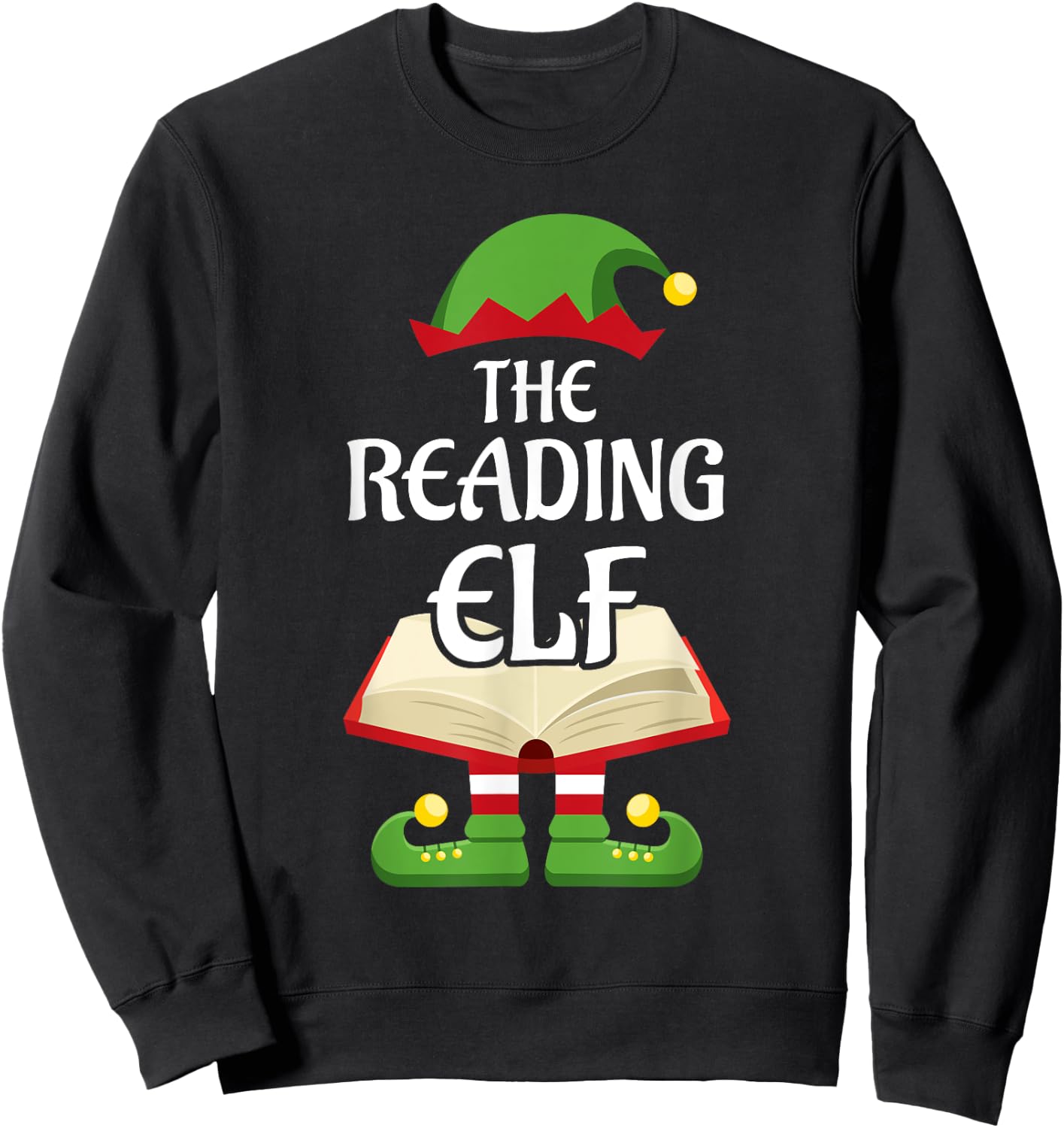 Reading Elf Family Matching Group Christmas Books Sweatshirt - Sweatshirt | Black
