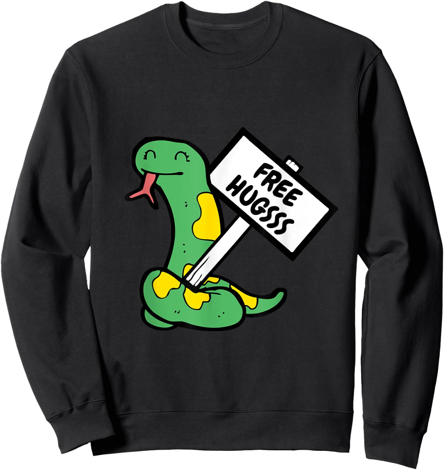 Free Hugsss hiss Funny Cute Snake Hug Lovers Sweatshirt - Sweatshirt | Black