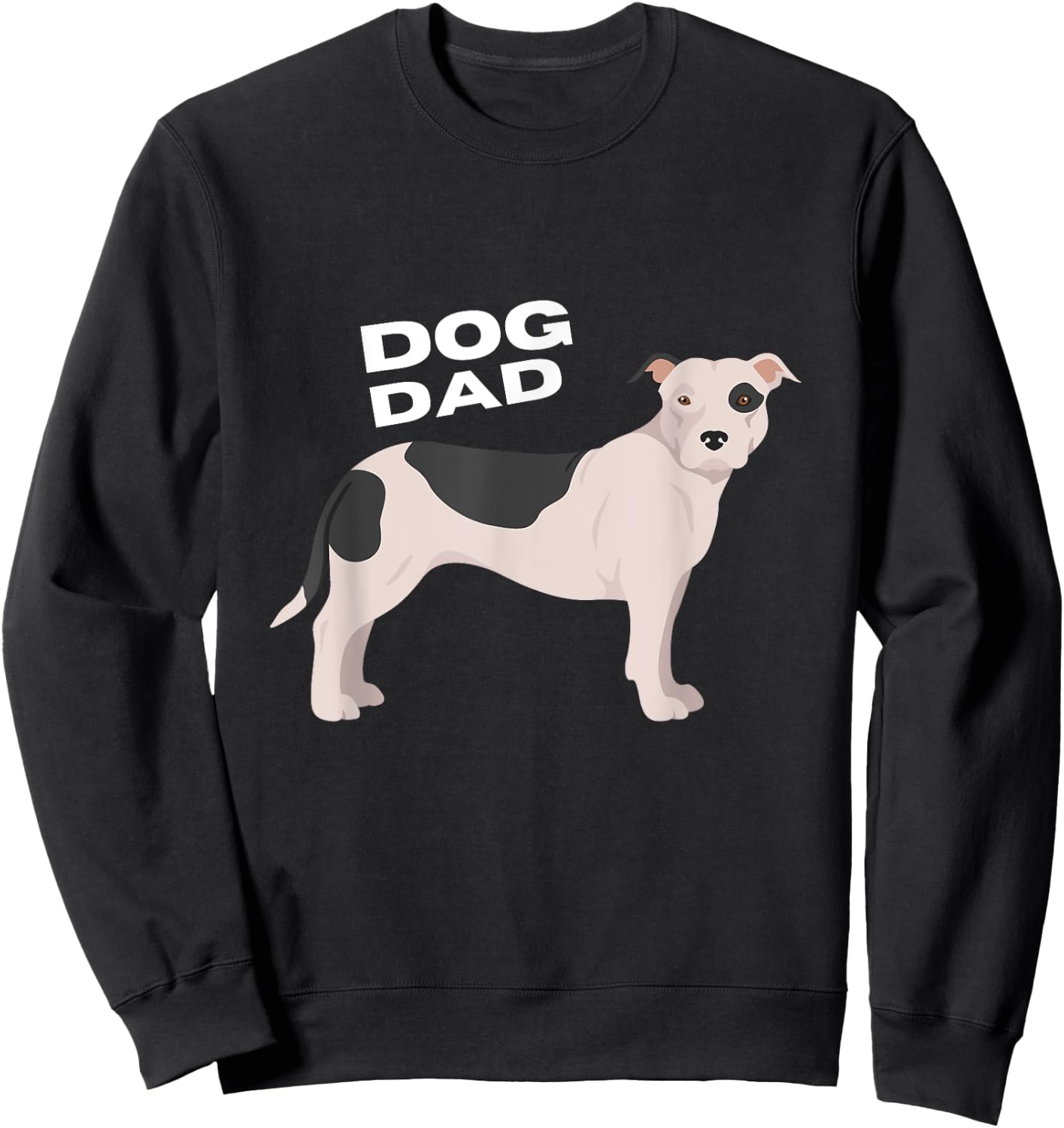 Black & White American Pit Bull Terrier Dog Dad Man Sweatshirt - Sweatshirt | Black