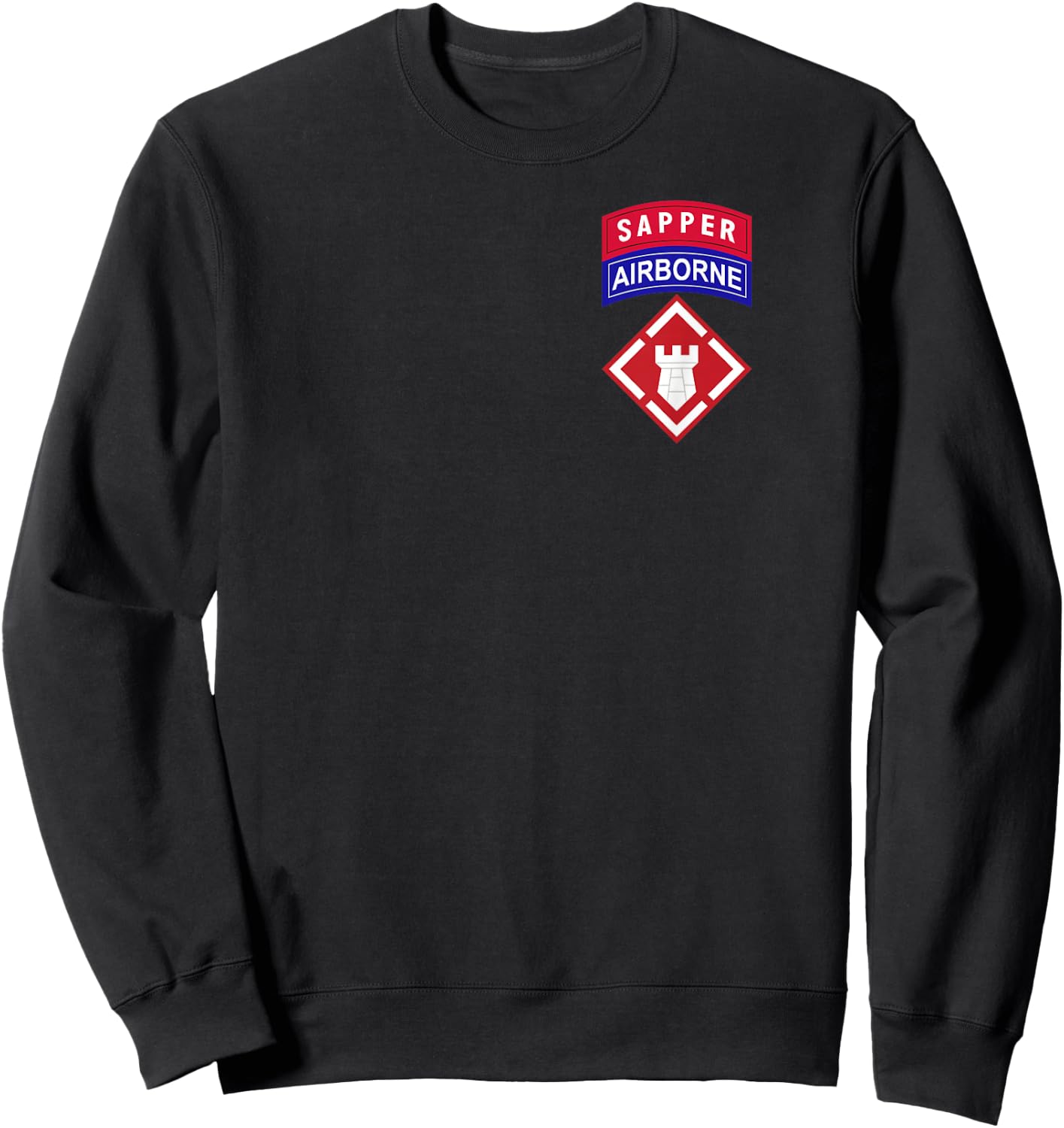 20th Engineer Brigade Patch w Airborne and Sapper Tab Sweatshirt - Sweatshirt | Black