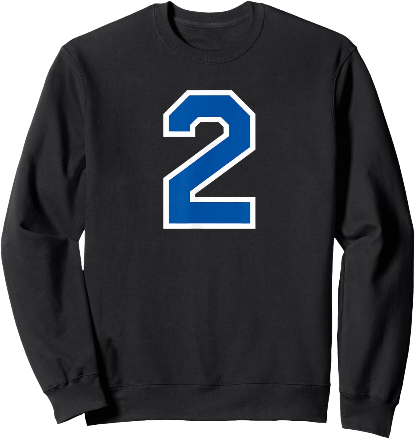 White Blue Sports Team Number #2 Sweatshirt - Sweatshirt | Black