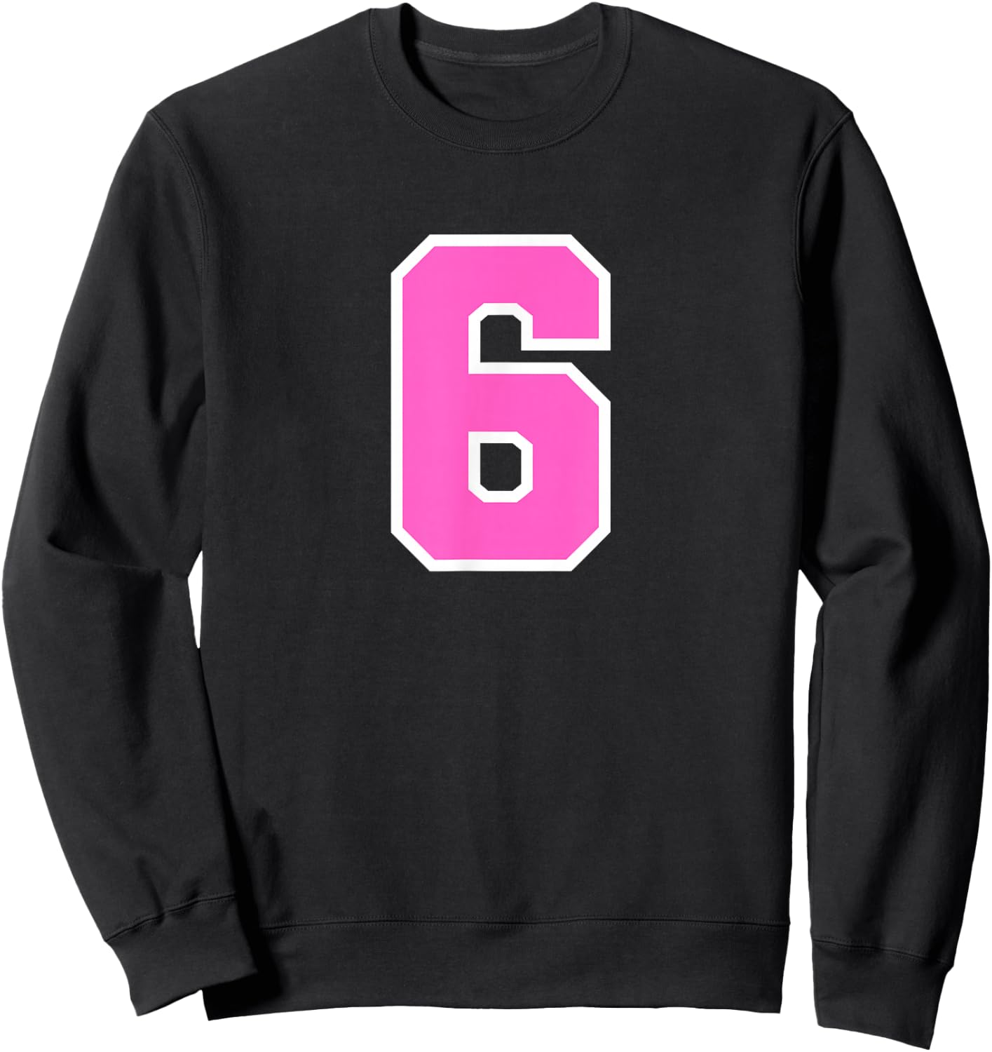 Pink Sports Team Number #6 Sweatshirt - Sweatshirt | Black