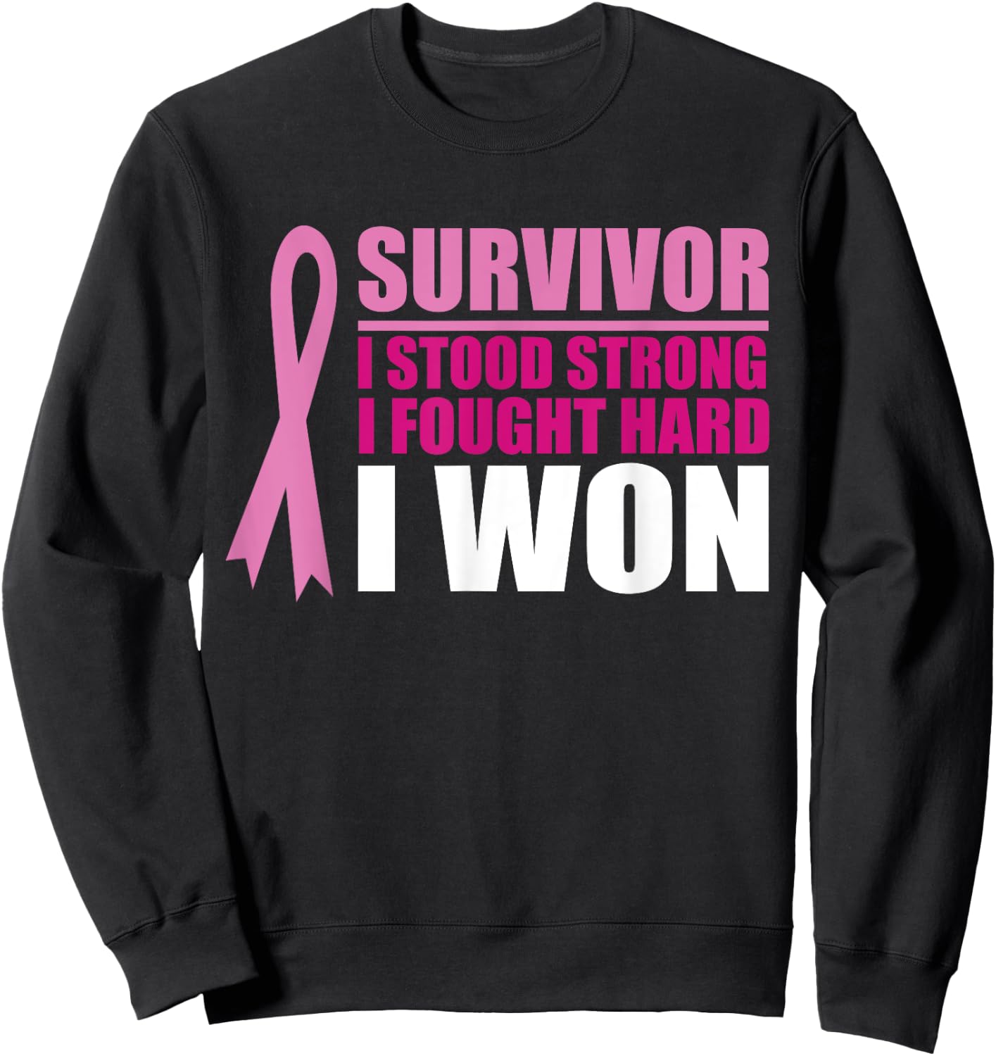Breast cancer awareness Survivor I stood Strong I fought Sweatshirt - Sweatshirt | Black