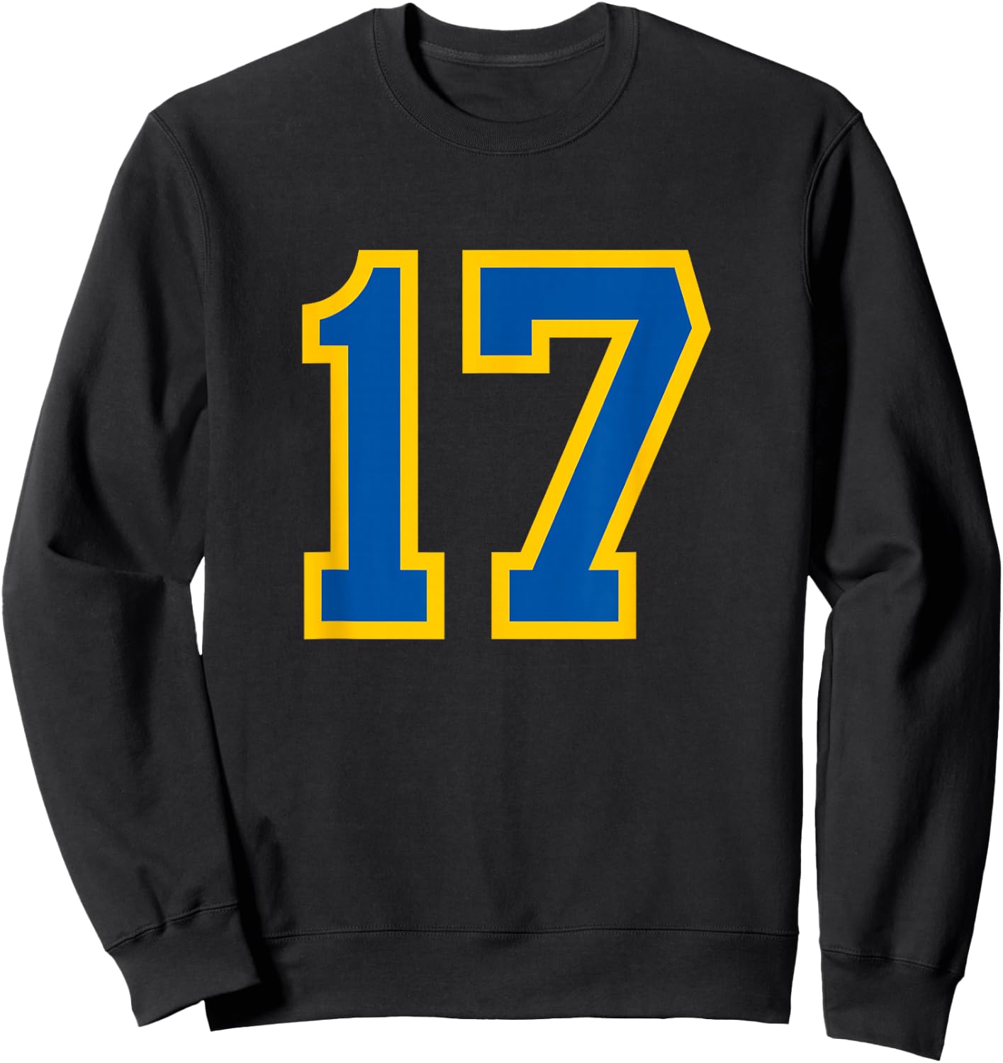 Blue Yellow Sport Team Number #17 Sweatshirt - Sweatshirt | Black